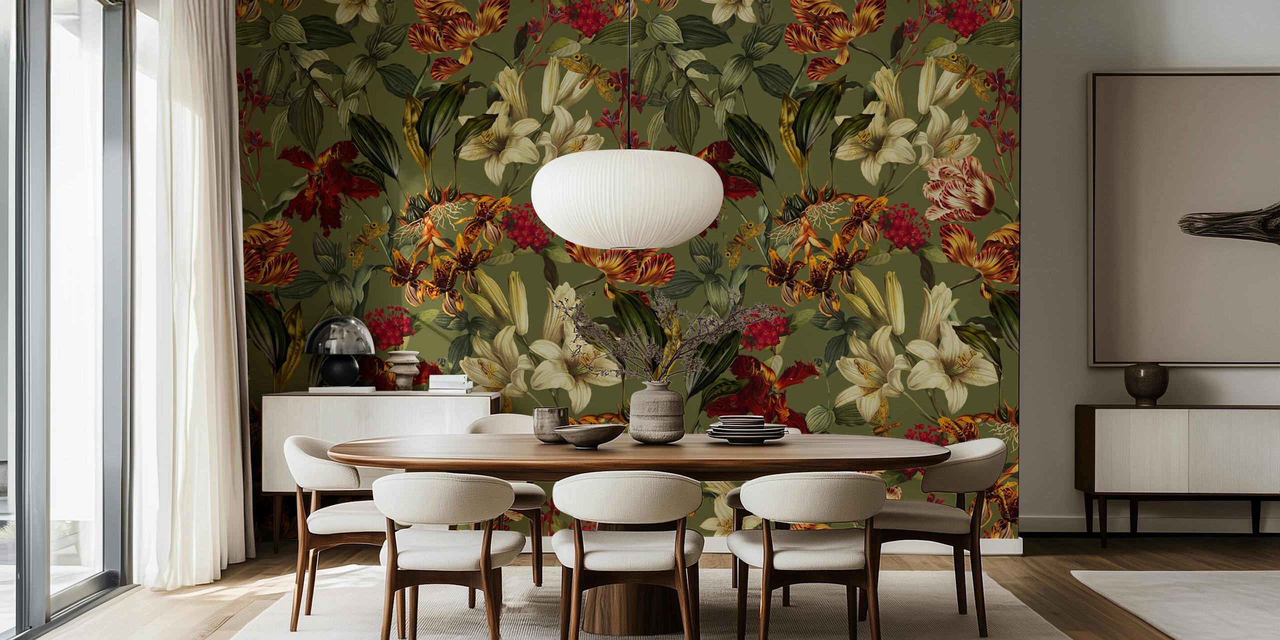 Blomstret design i et rum