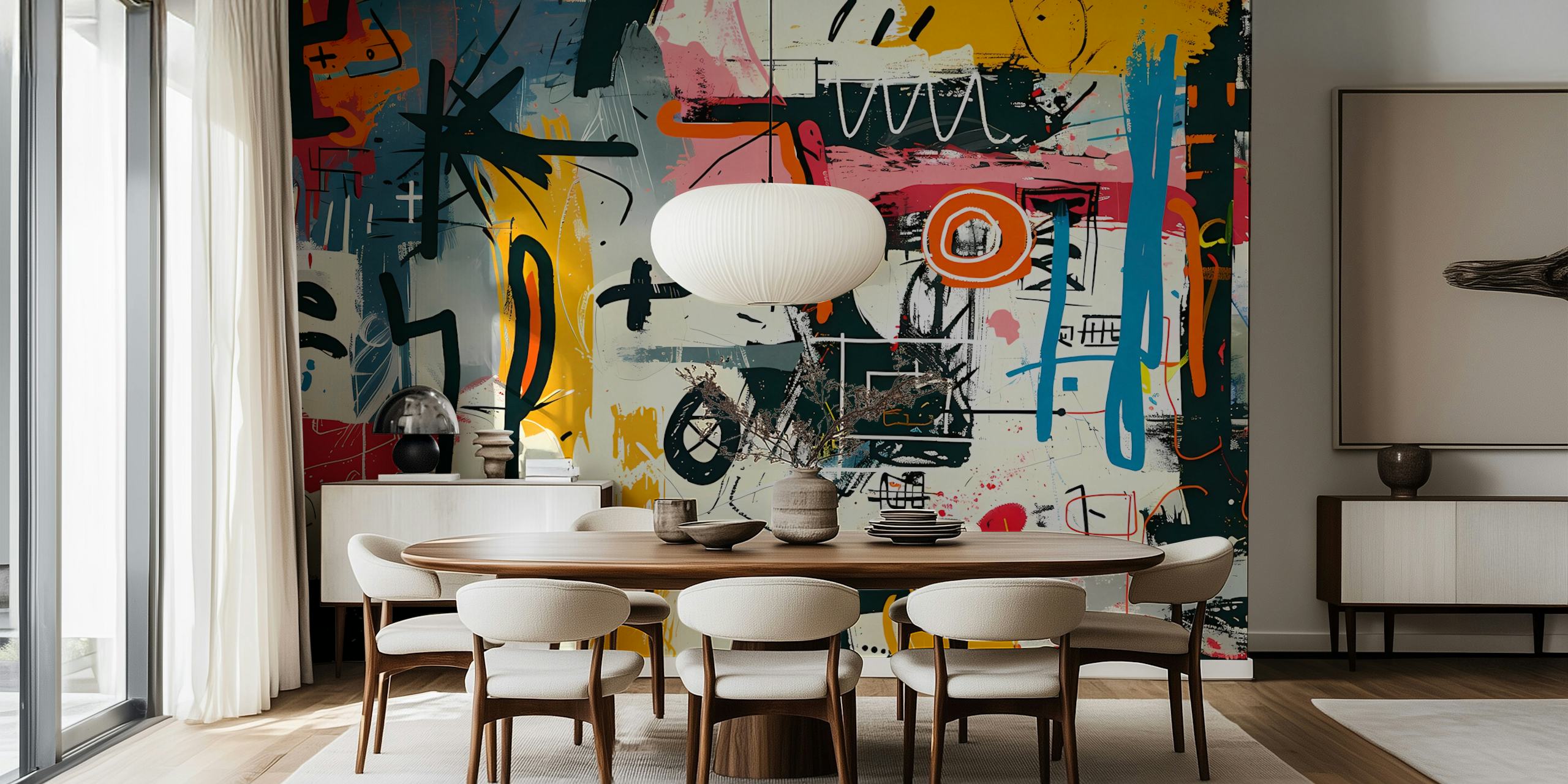 Graffiti wallpaper design in modern interior