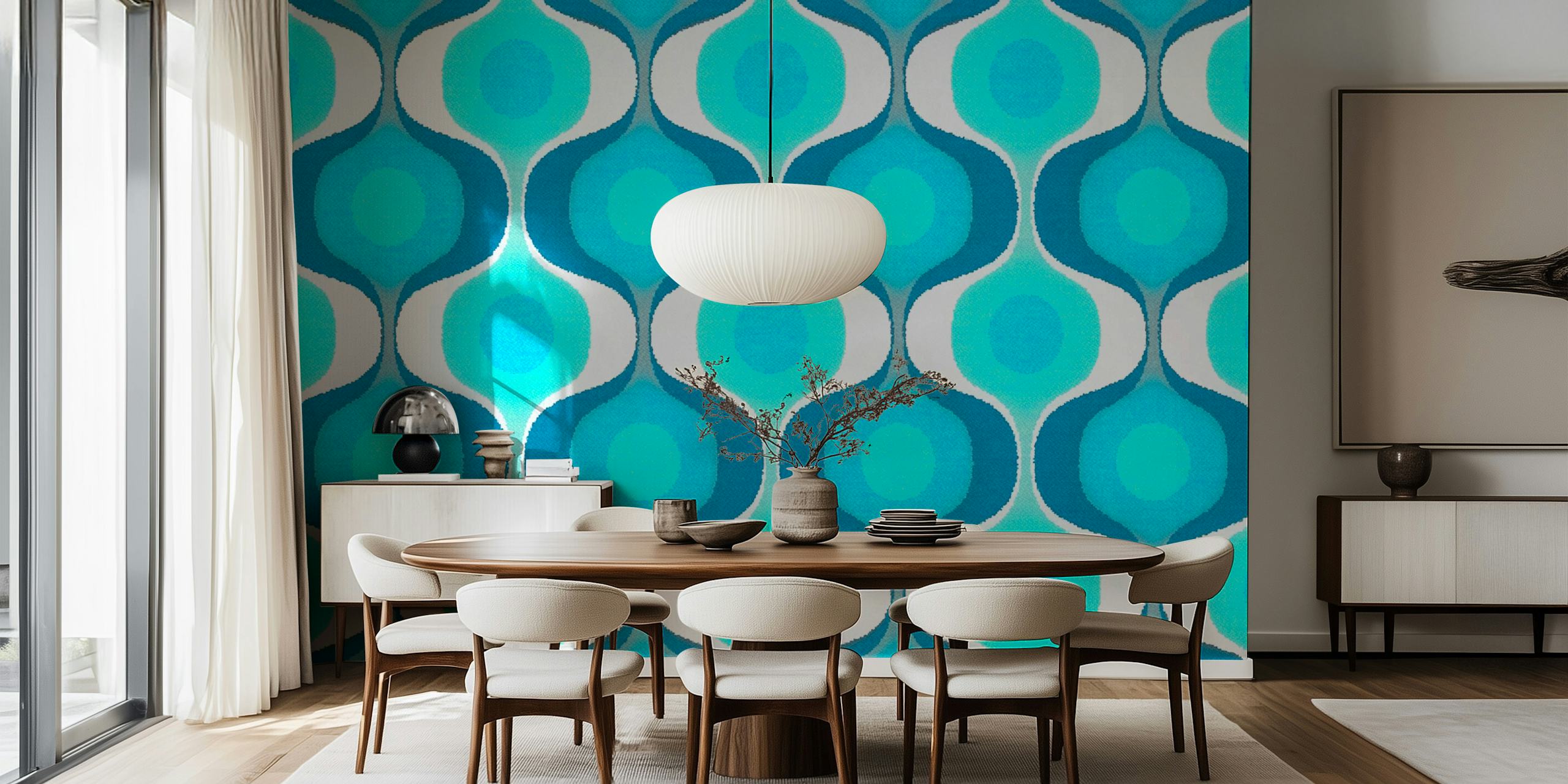 Fluffy Retro Groove behang in een stijlvolle kamer