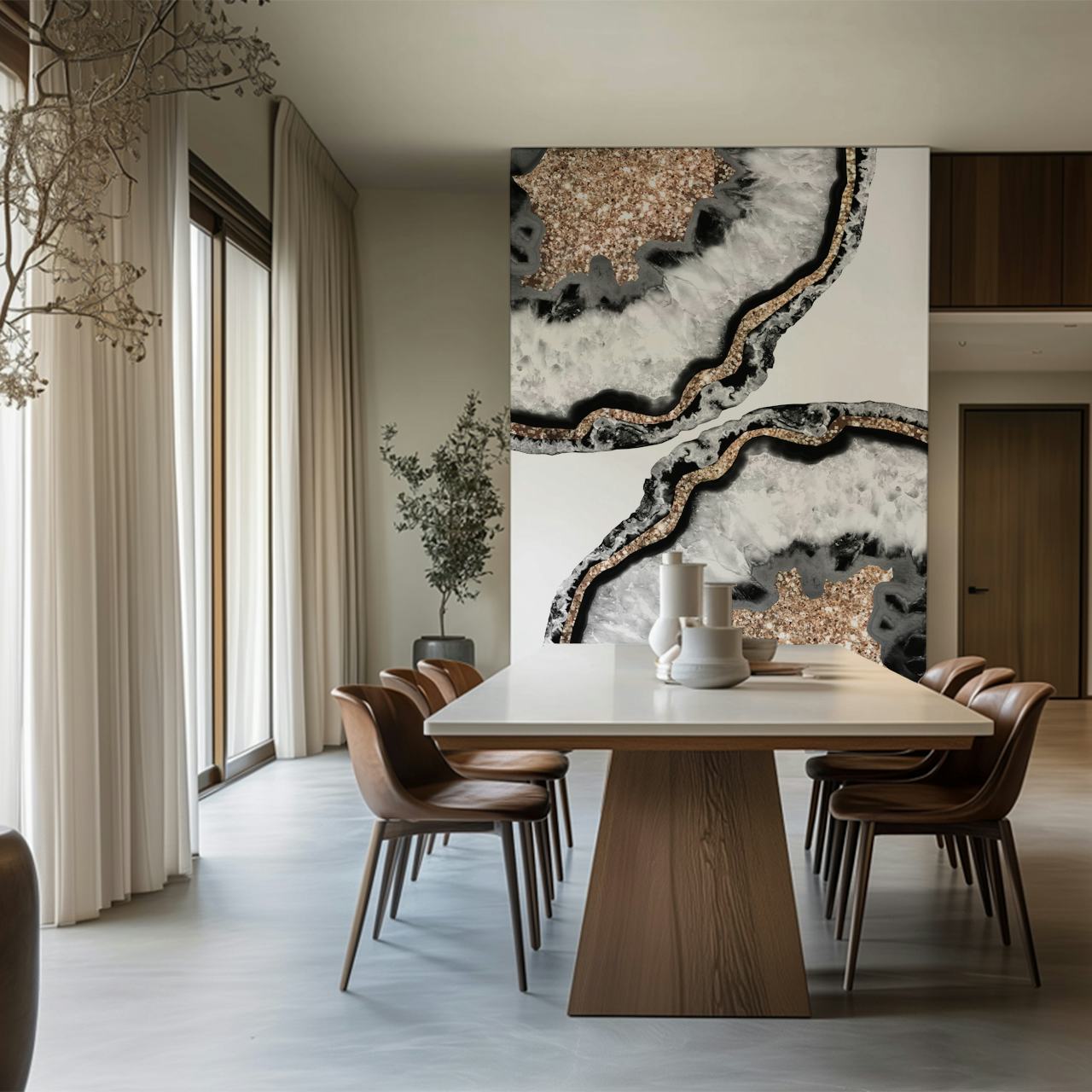 Yin Yang Agate Glitter Glam 7 tapetti huoneessa