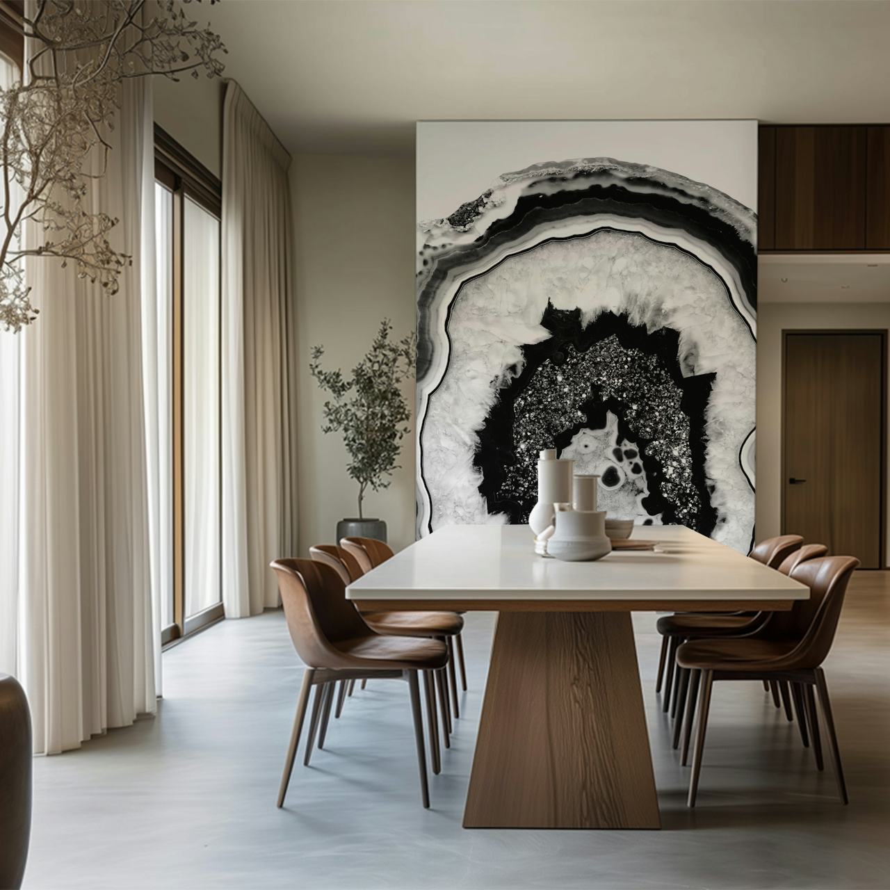 Papel pintado Gray Black White Agate Black 2 en una habitación