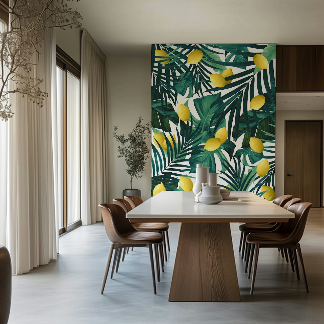 Tropical Lemon Twist Jungle tapet i et rum