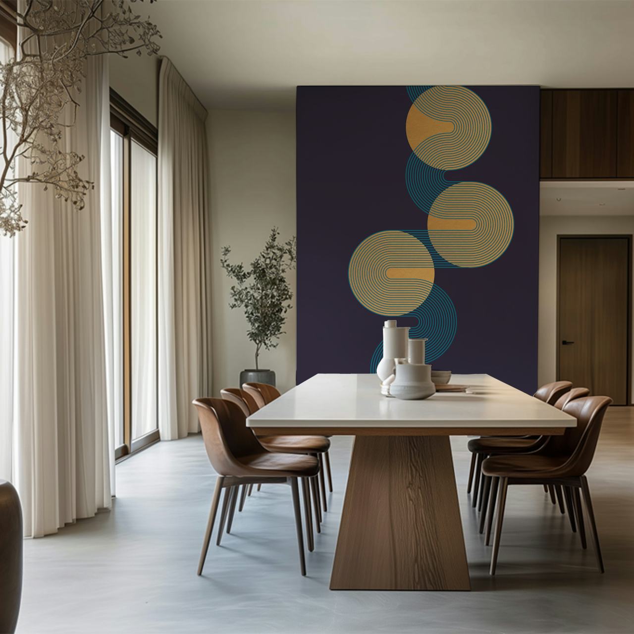 Bauhaus Art Deco Tapete in einem modernen Raum