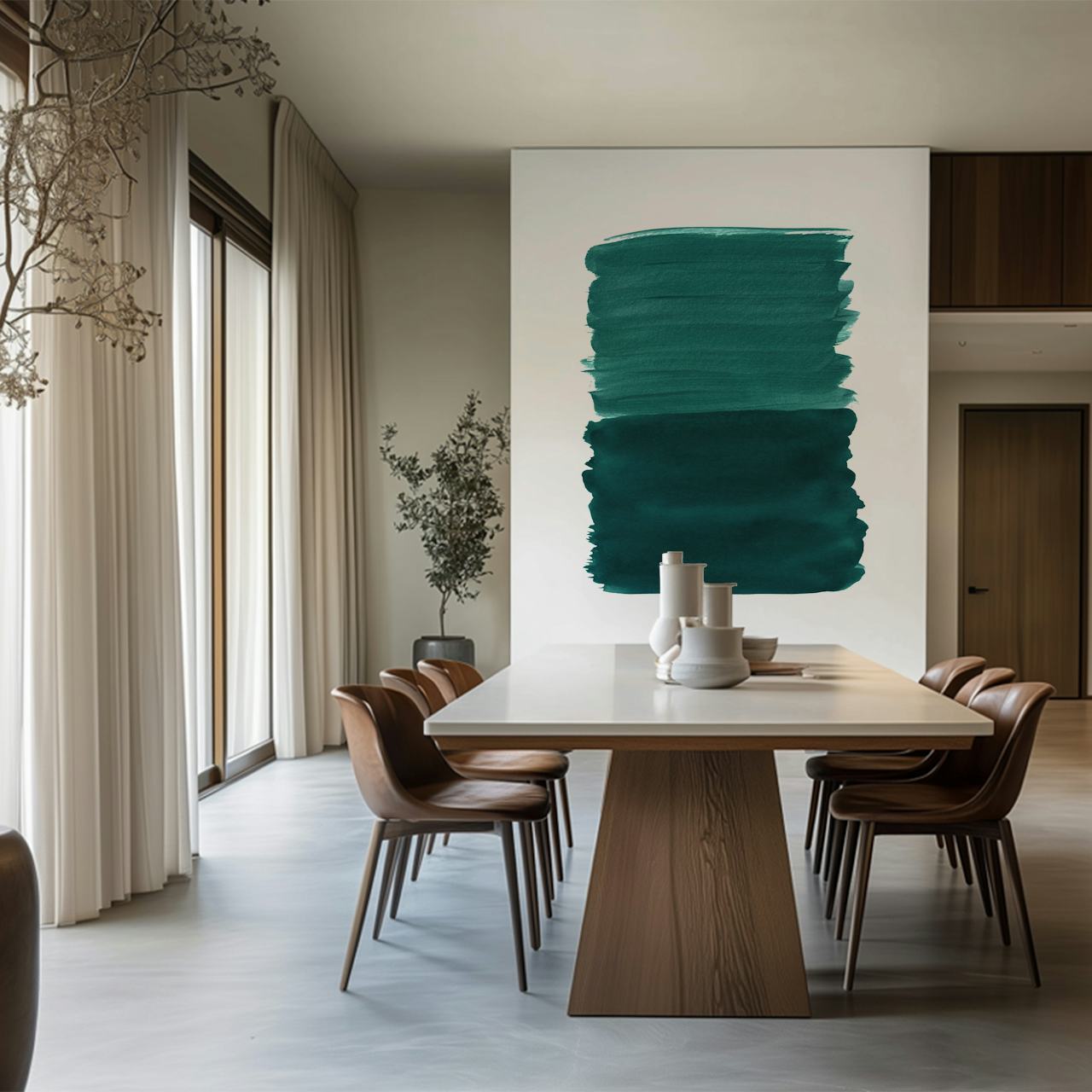 Papel tapiz Emerald Abstract Minimalism 3 en una habitación