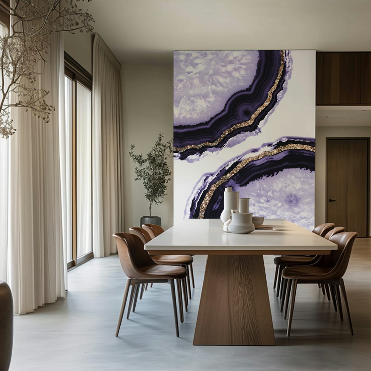 Black and gold agate slice pattern wall mural for luxurious interior decor