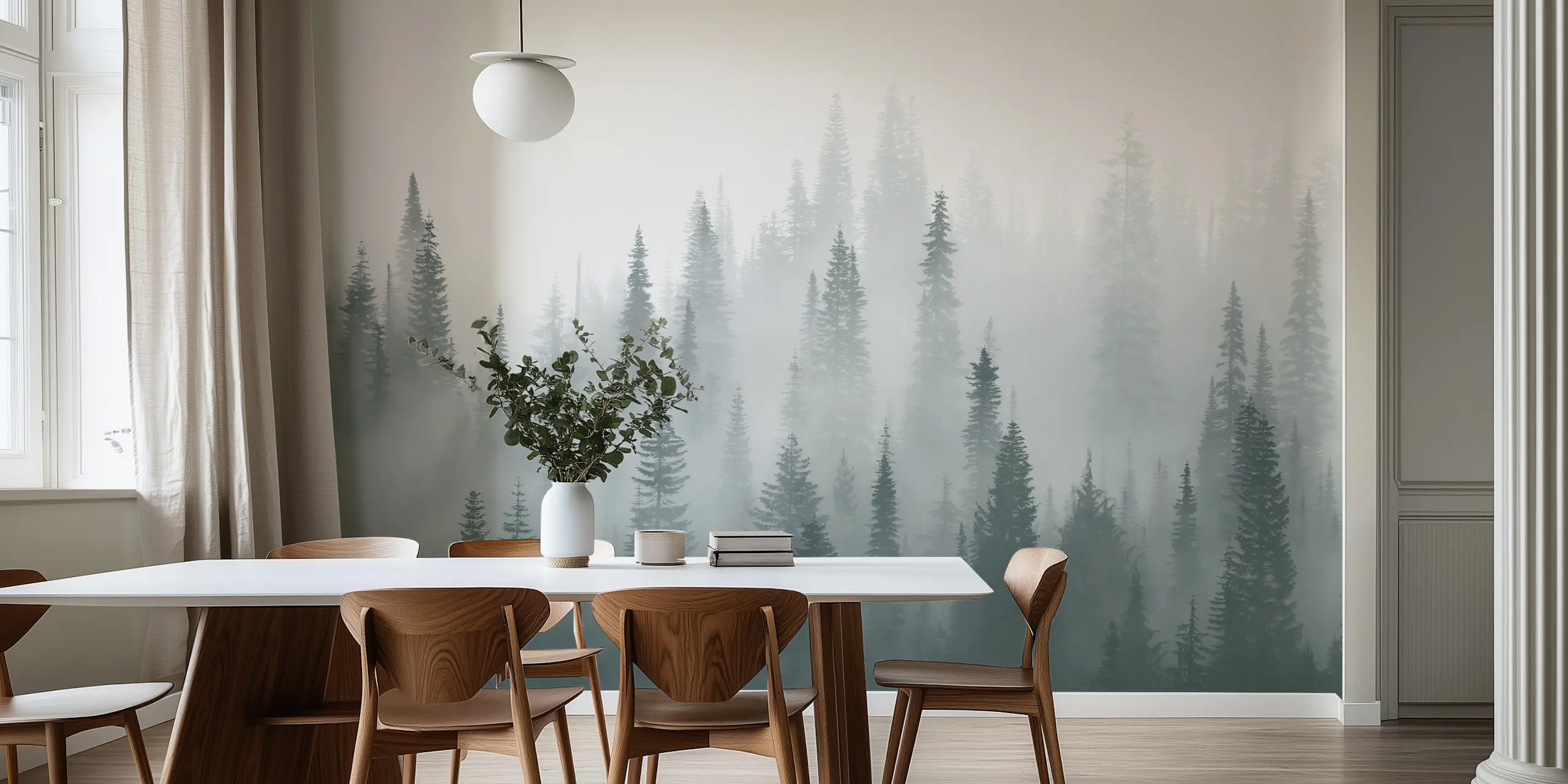 Misty Forest Wallpaper - Nature-Inspired Wall Mural