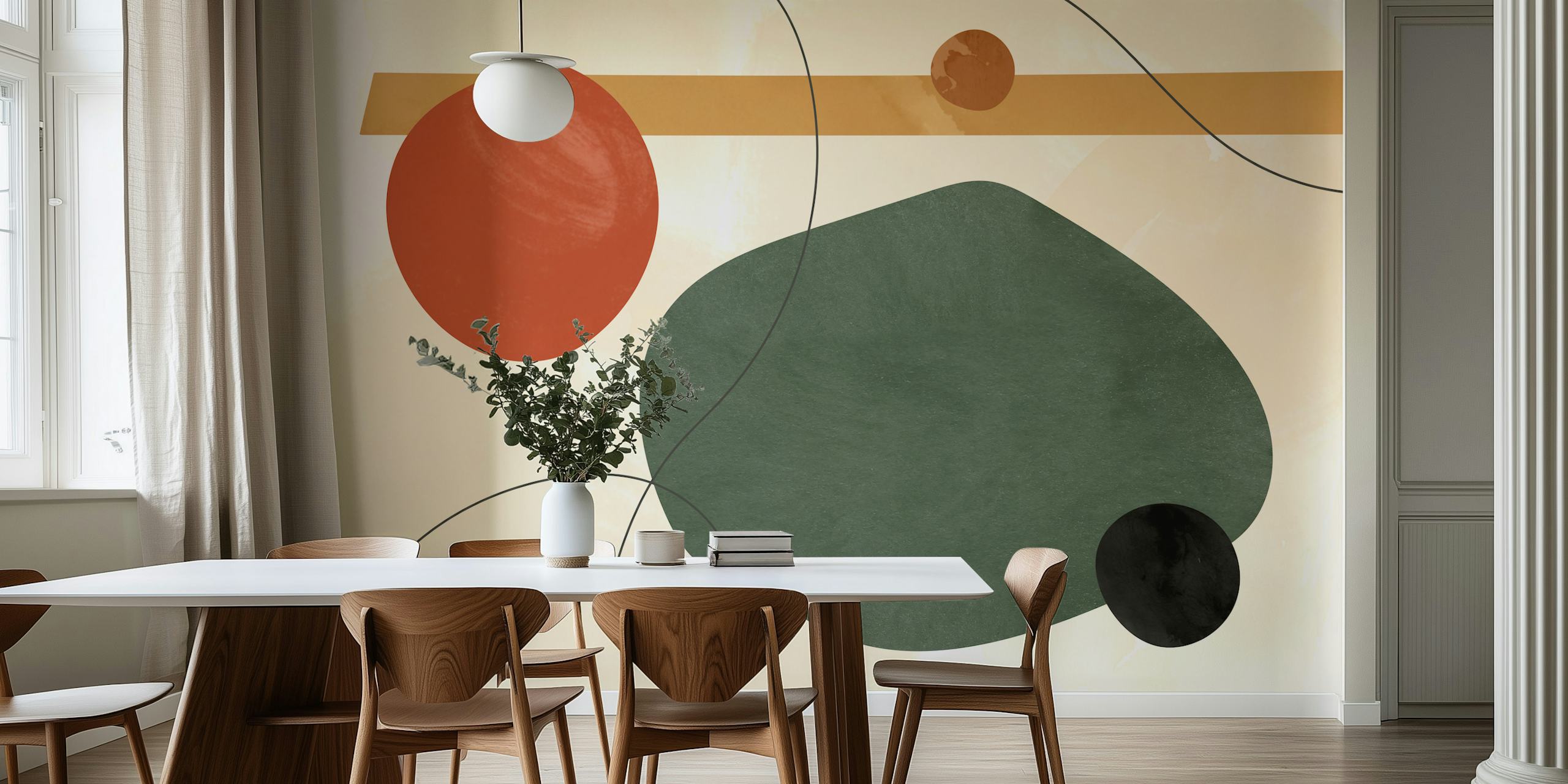 Modern Mid Century tapetdesign i ett rum