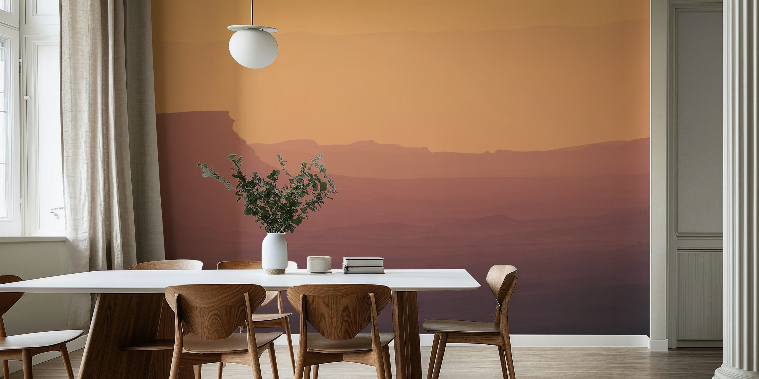 Sunrise over Ramon crater tapet i ett rum