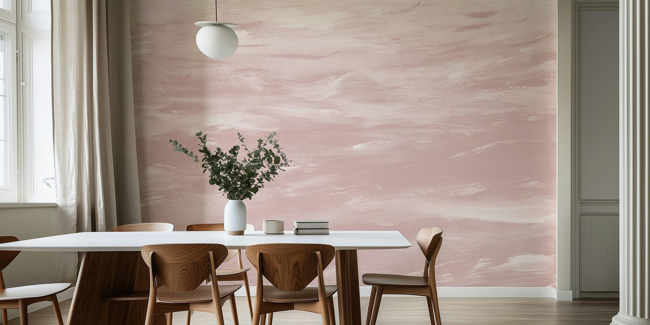 Blush watercolor dream wallpaper in a room