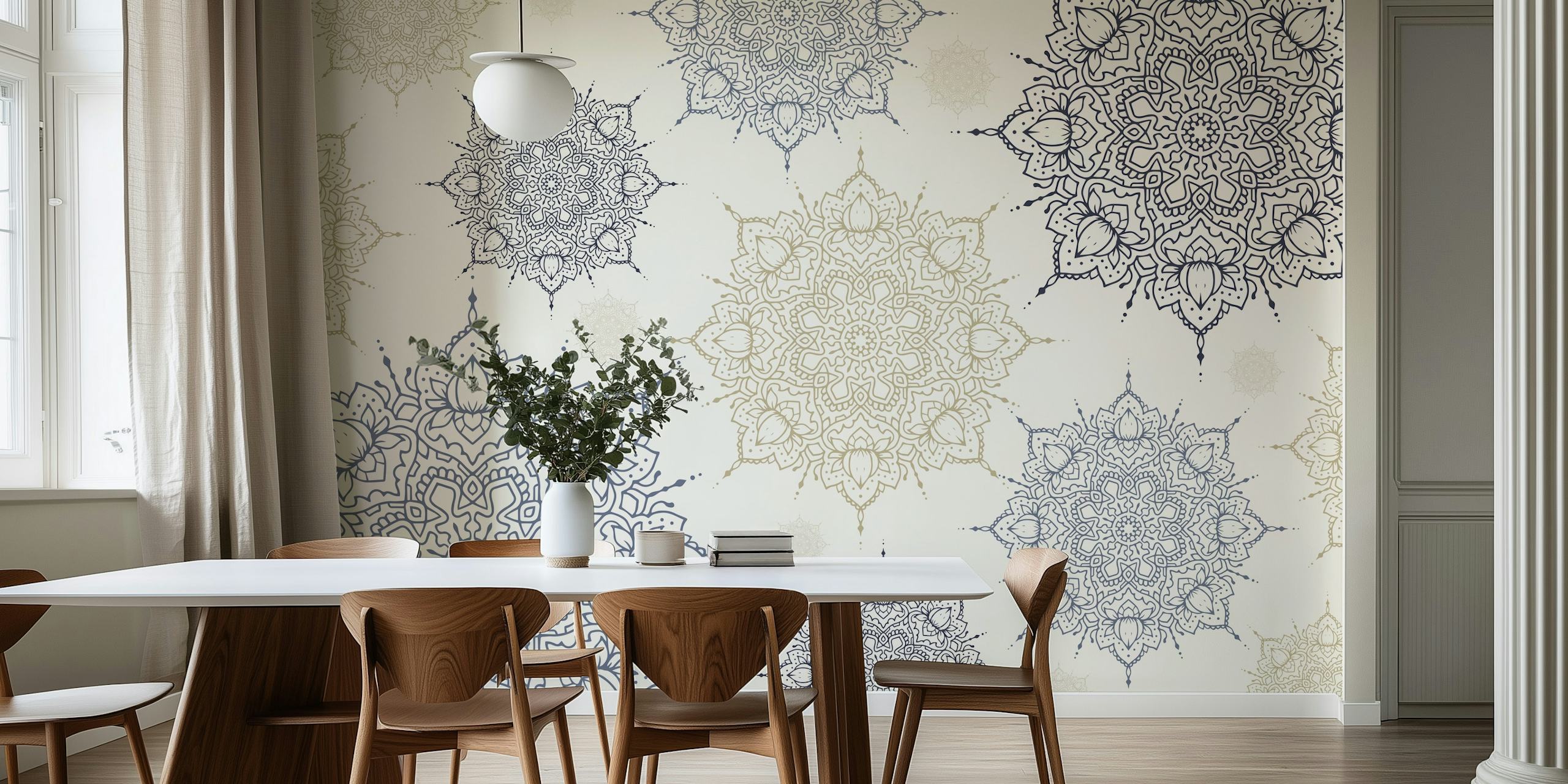 Lotus Mandala Pattern tapetti huoneessa