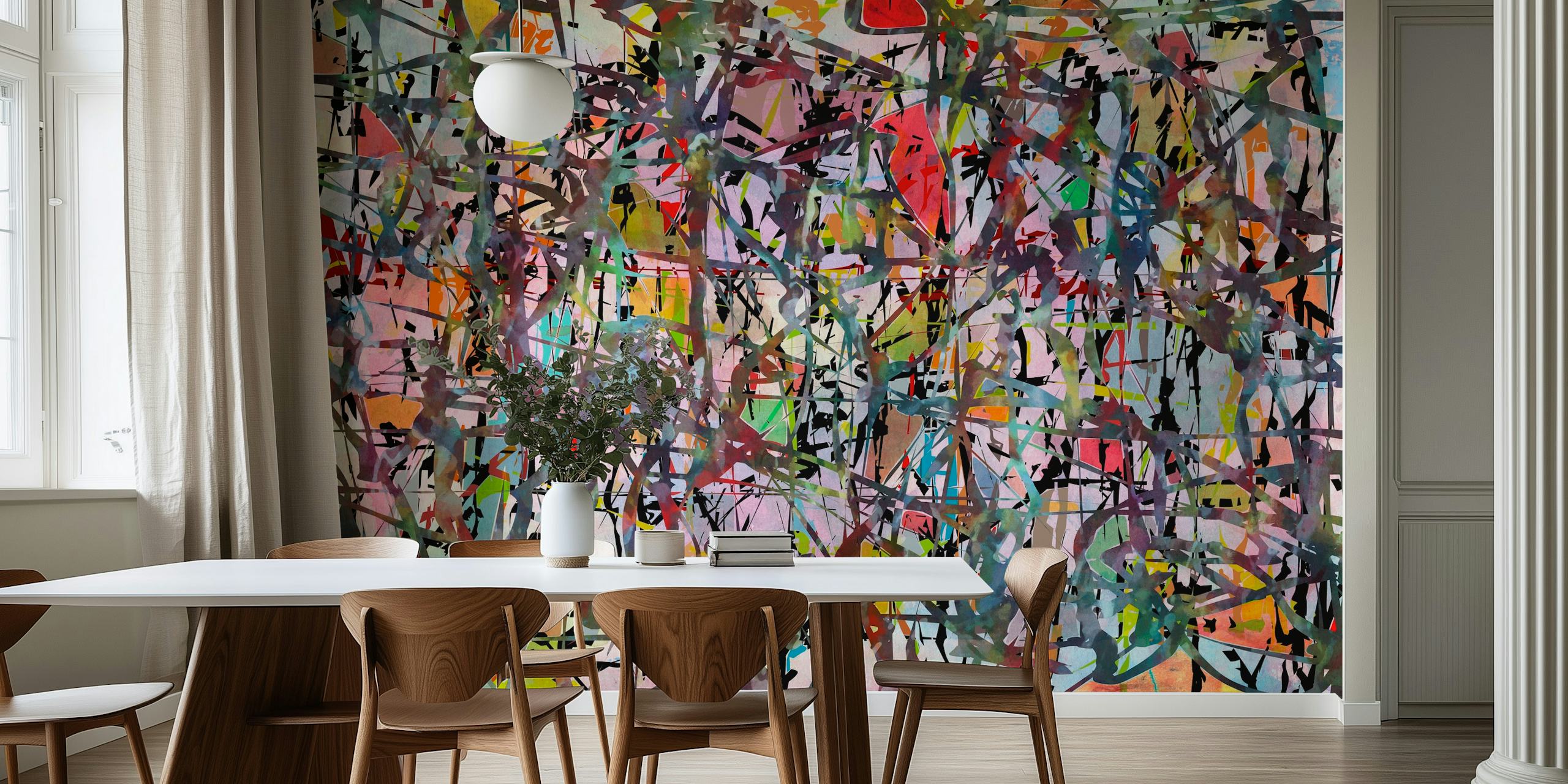 Pollock Wink 6 colorful wallpaper in a room