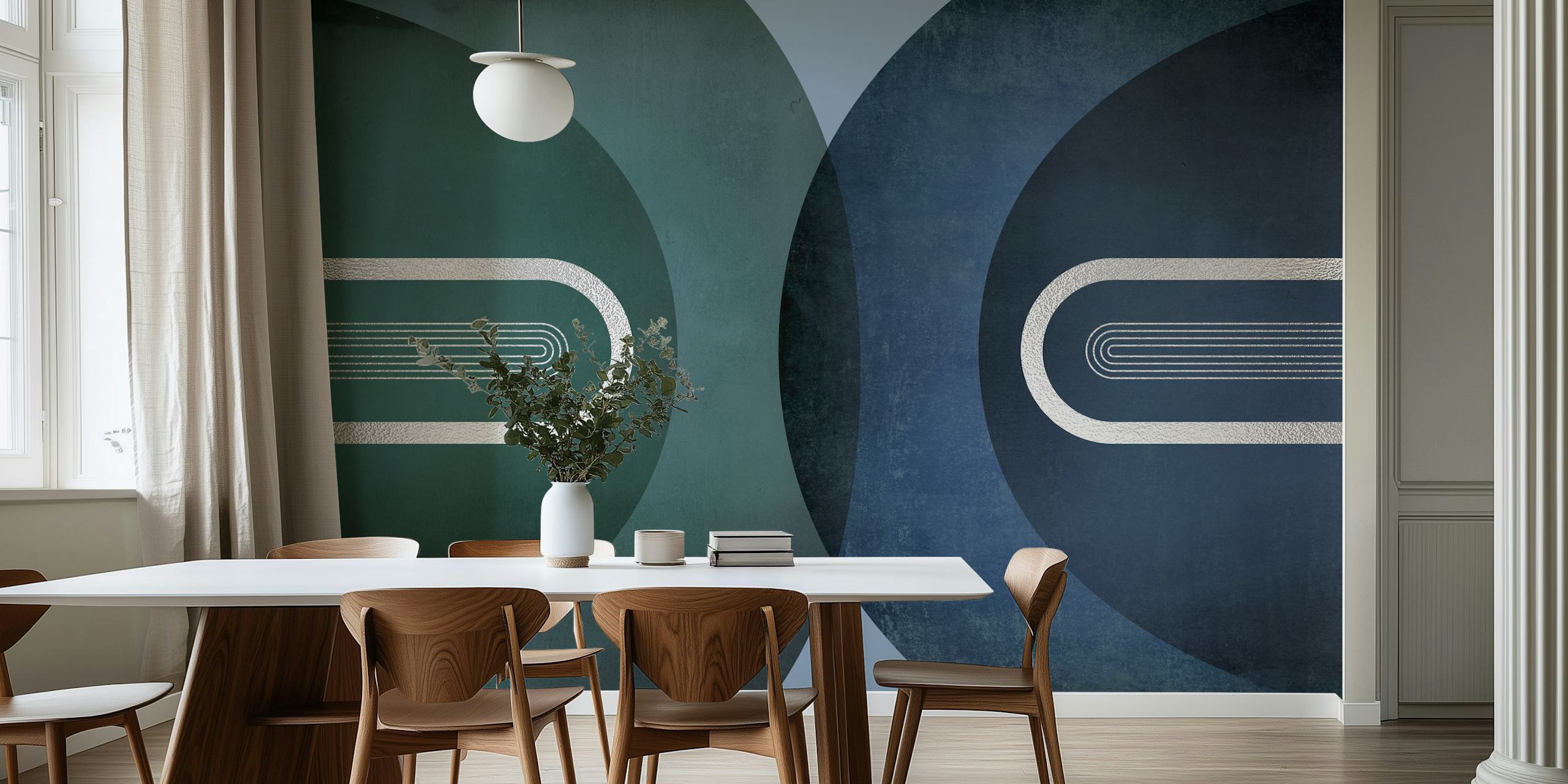 Mid Century Silver Arches wallpaper in a room