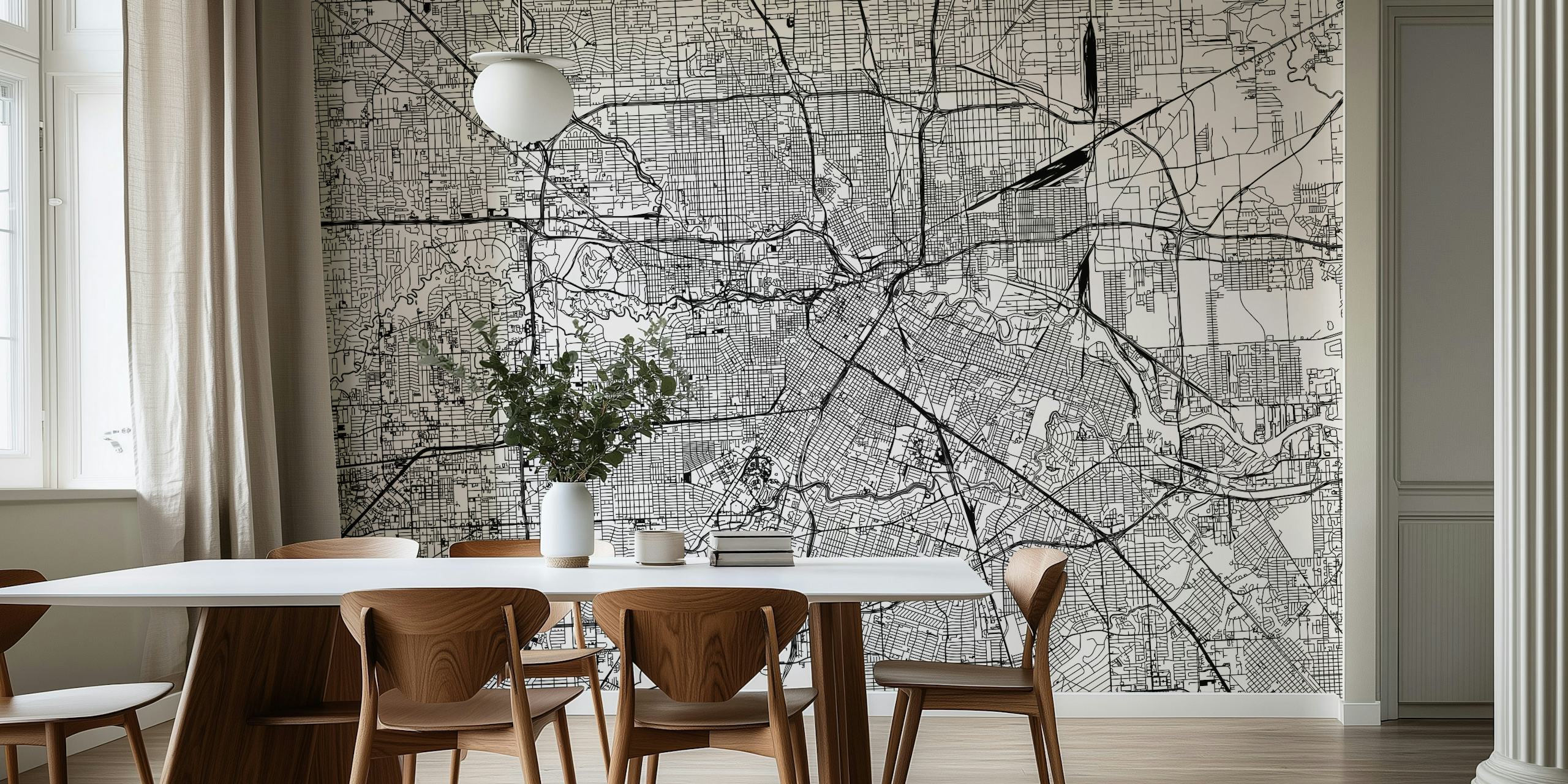 Intricate Houston City Map Wallpaper Mural