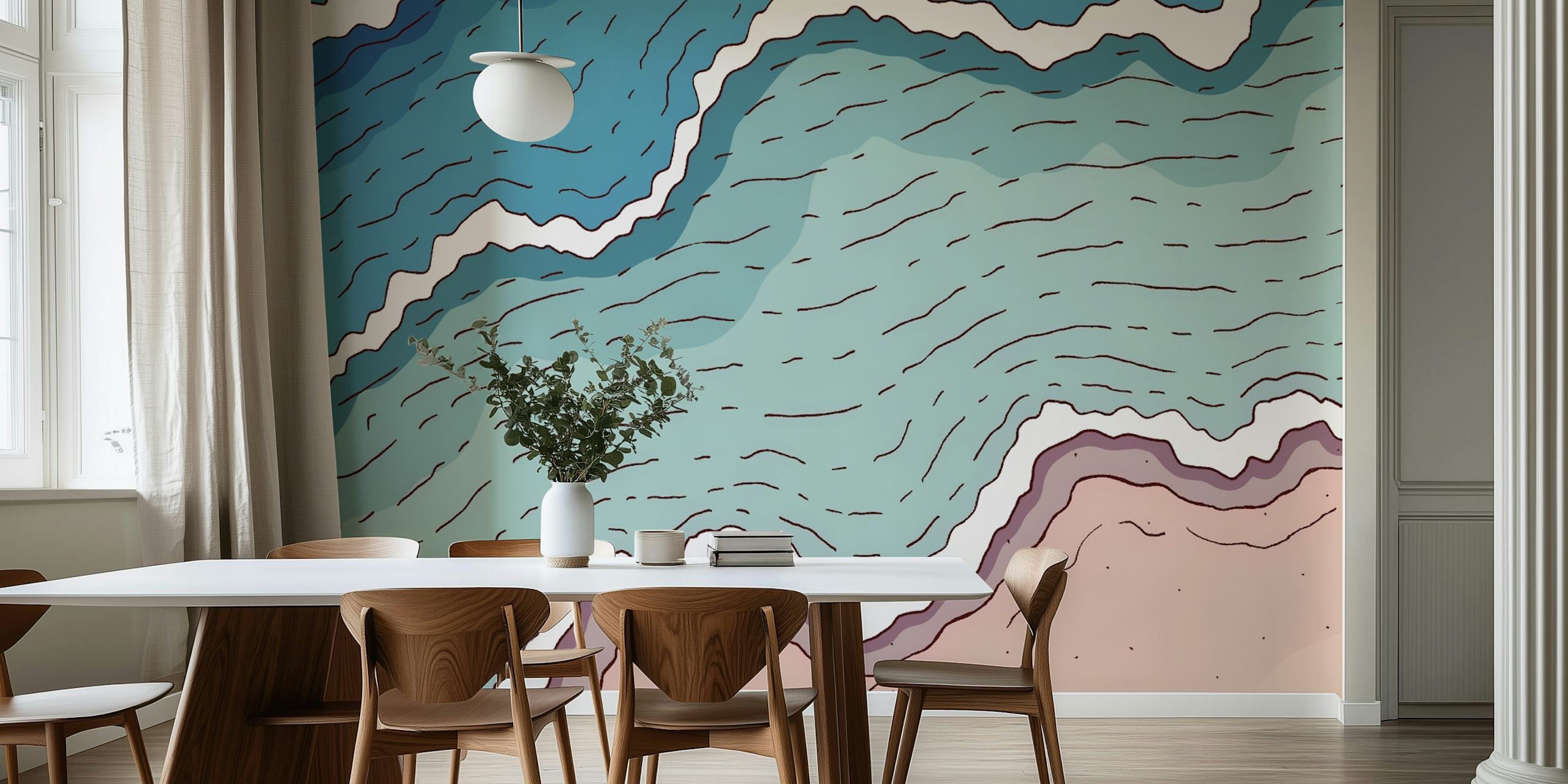 The beach and the sea design de papier peint dans une pièce