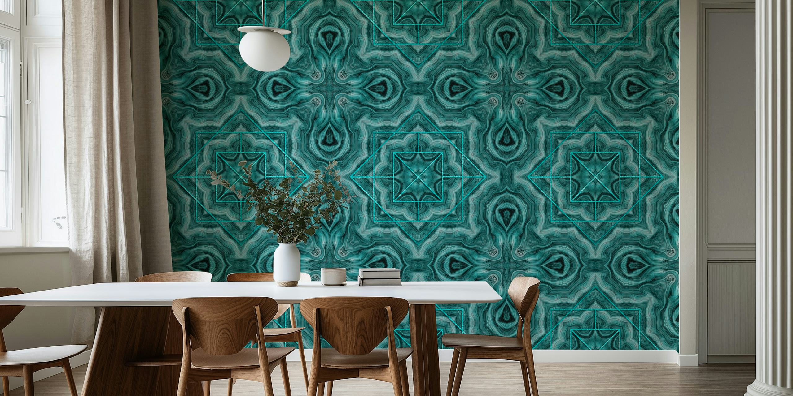 Art Deco Inspired Marble Tiles behang in een kamer