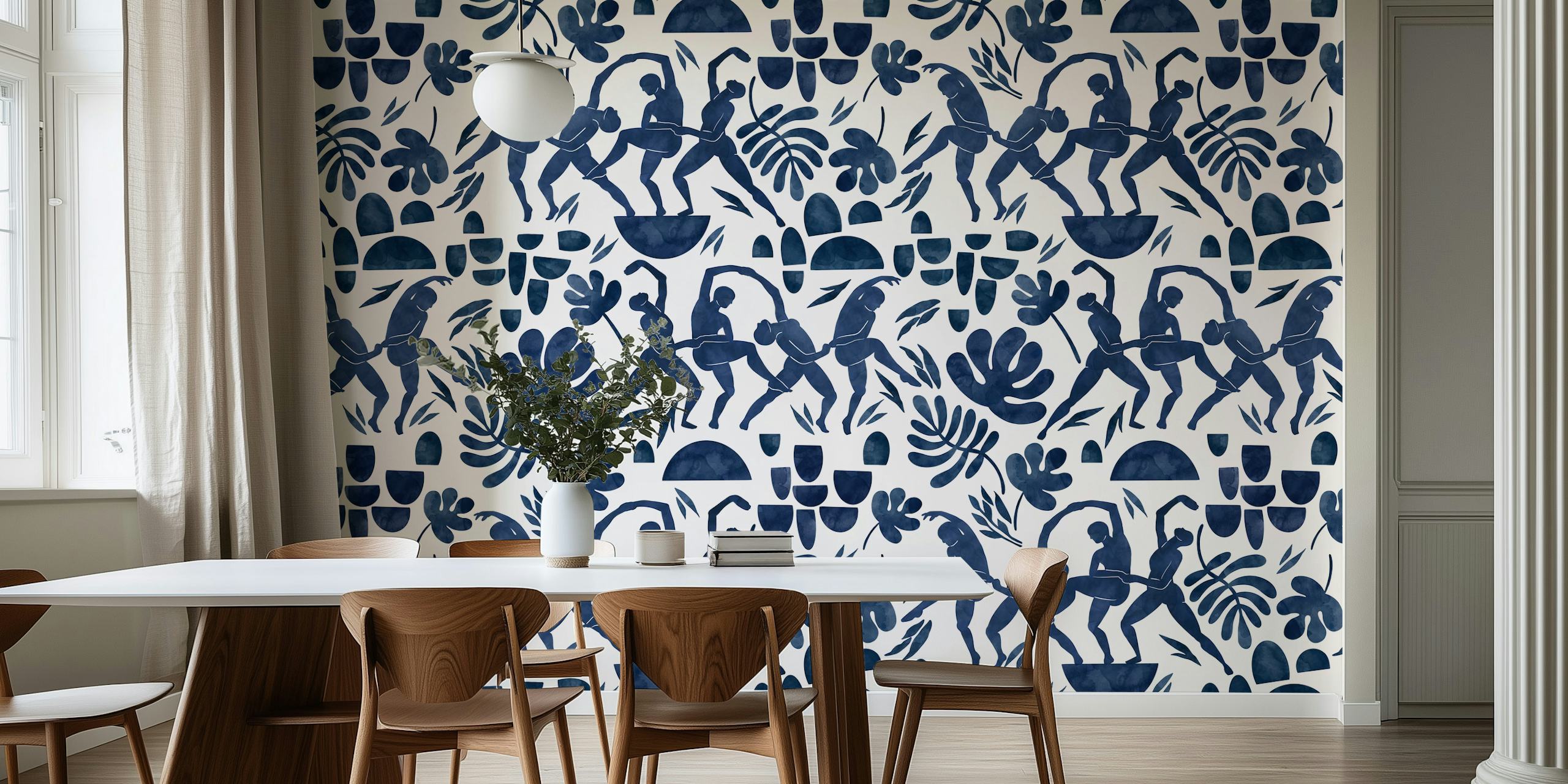 Jungle silhouette wallpaper in living room