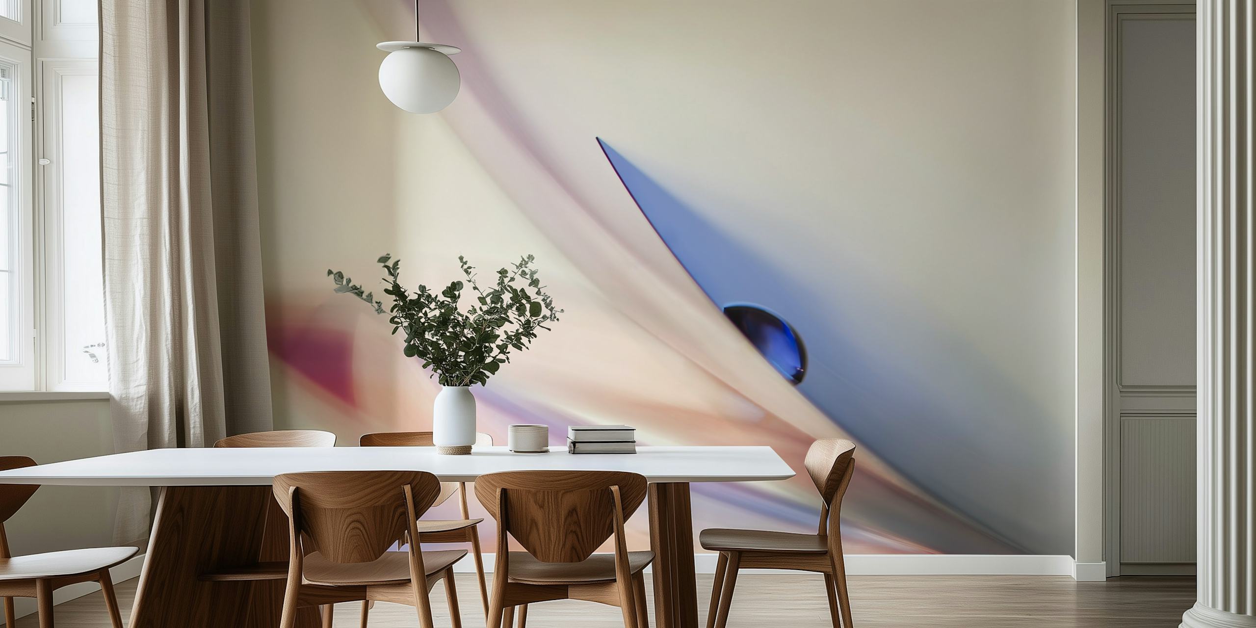 The blue drop wallpaper displayed in a room