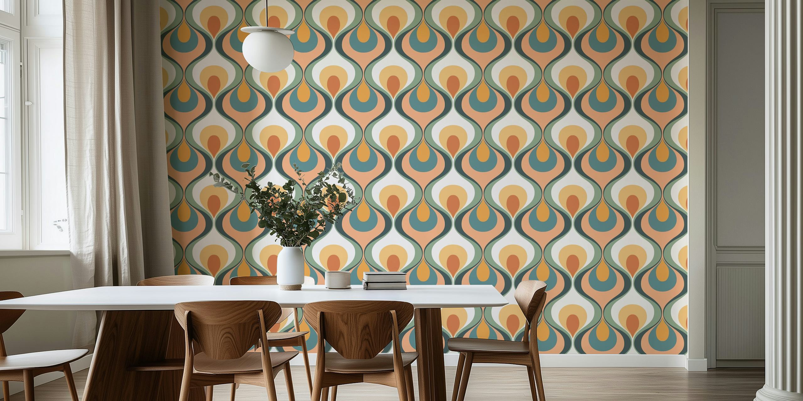 Retro Mood Pastel Multicolor patrón de papel tapiz