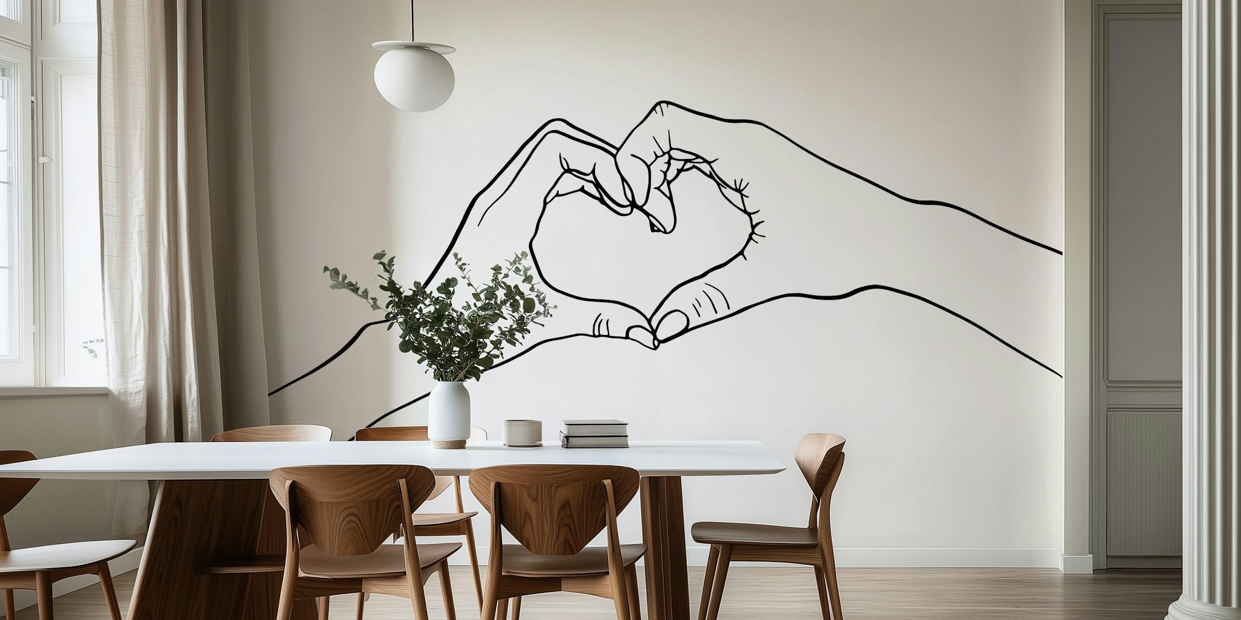 Hand Hearts Line Art tapet i ett rum