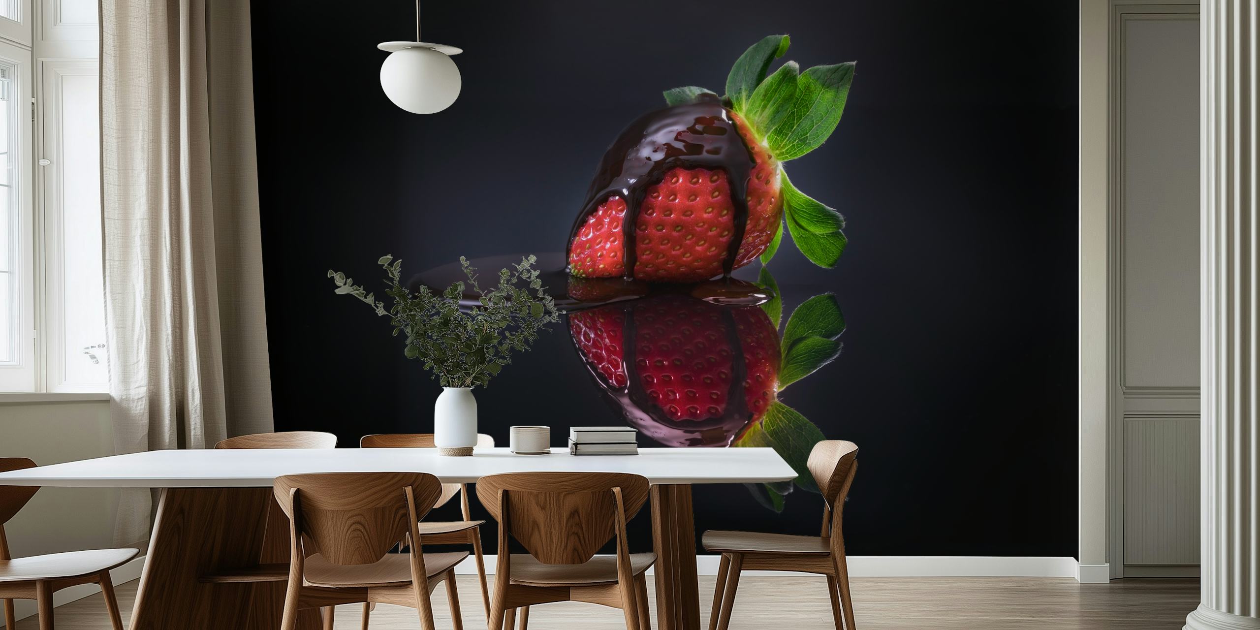 Τοίχο ζωγραφική από ώριες Strawberries cover με σκούρο φόντο