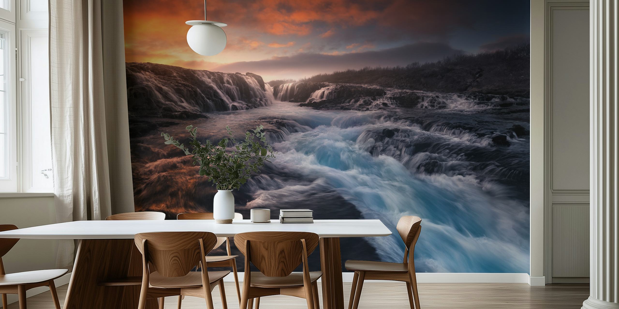 Blue Flow wallpaper in a modern room