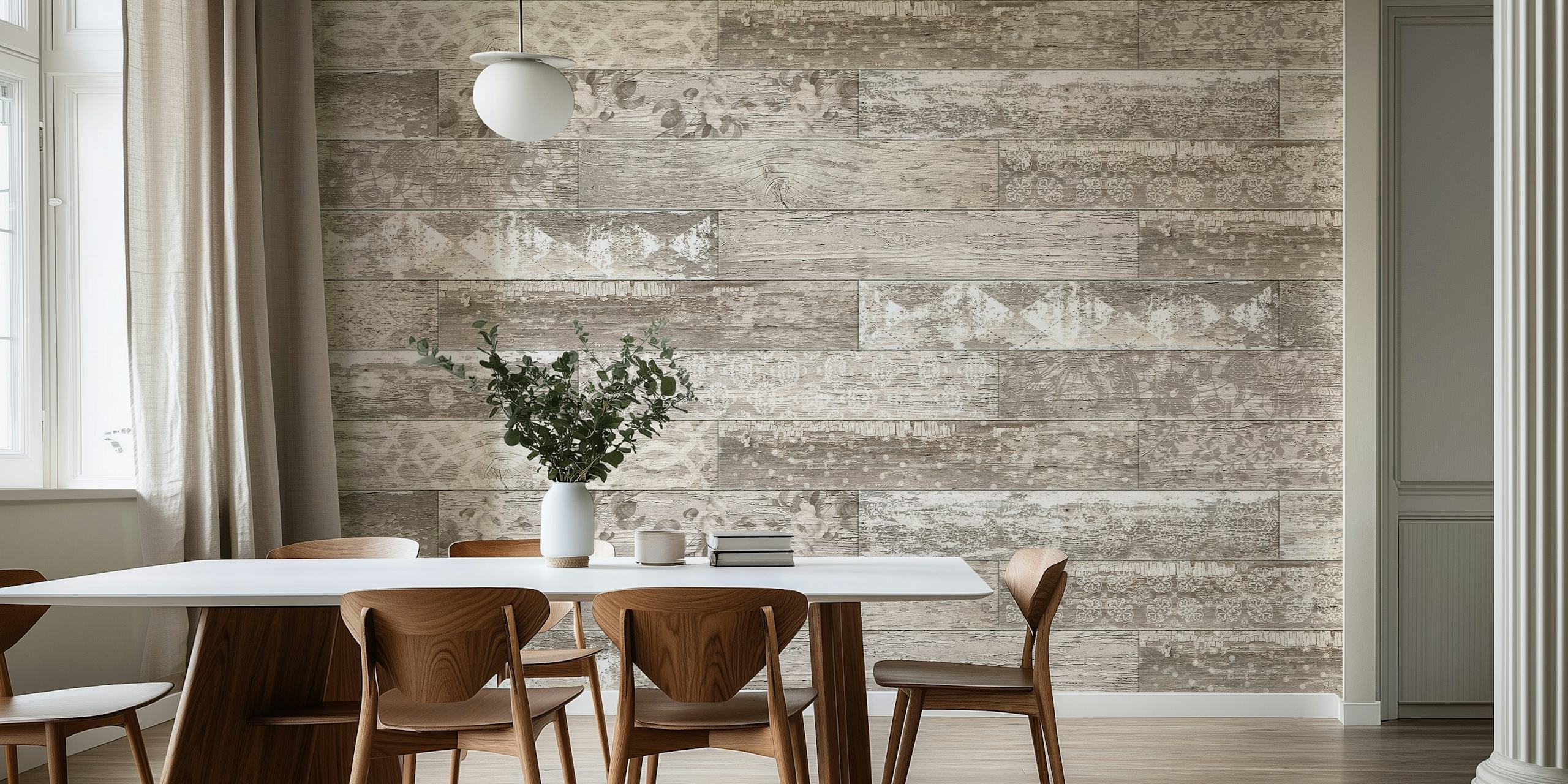 Vintage Wood Tiles tapeta u sobi