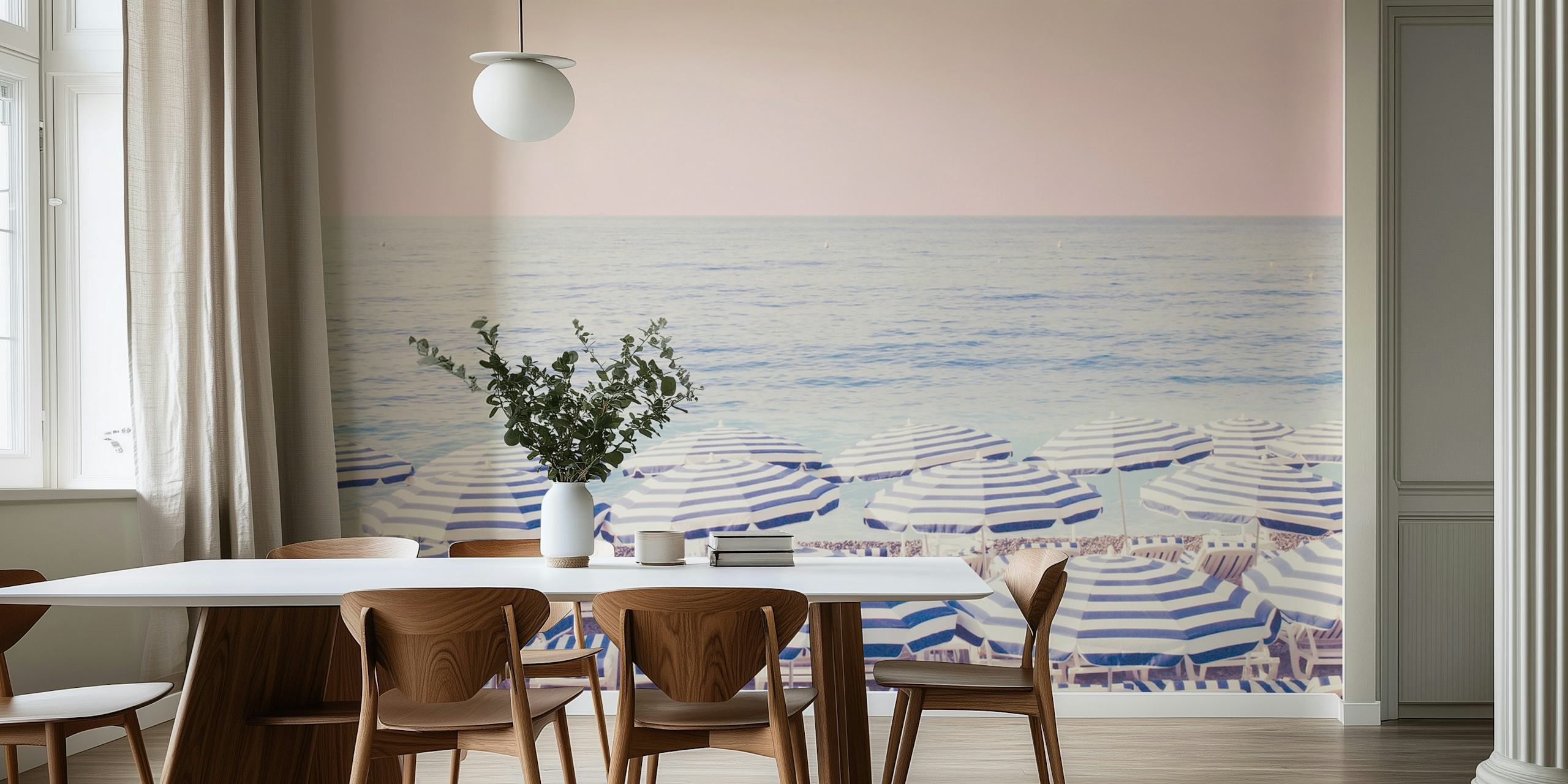 Papel de parede Pink Beach Scene em um quarto