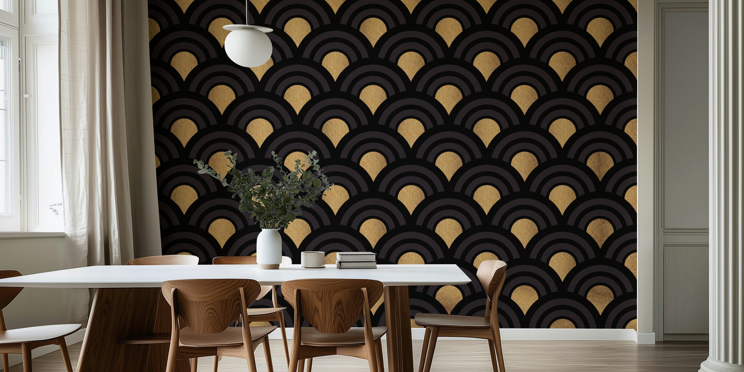 Art Deco Dark Arches wallpaper in a room