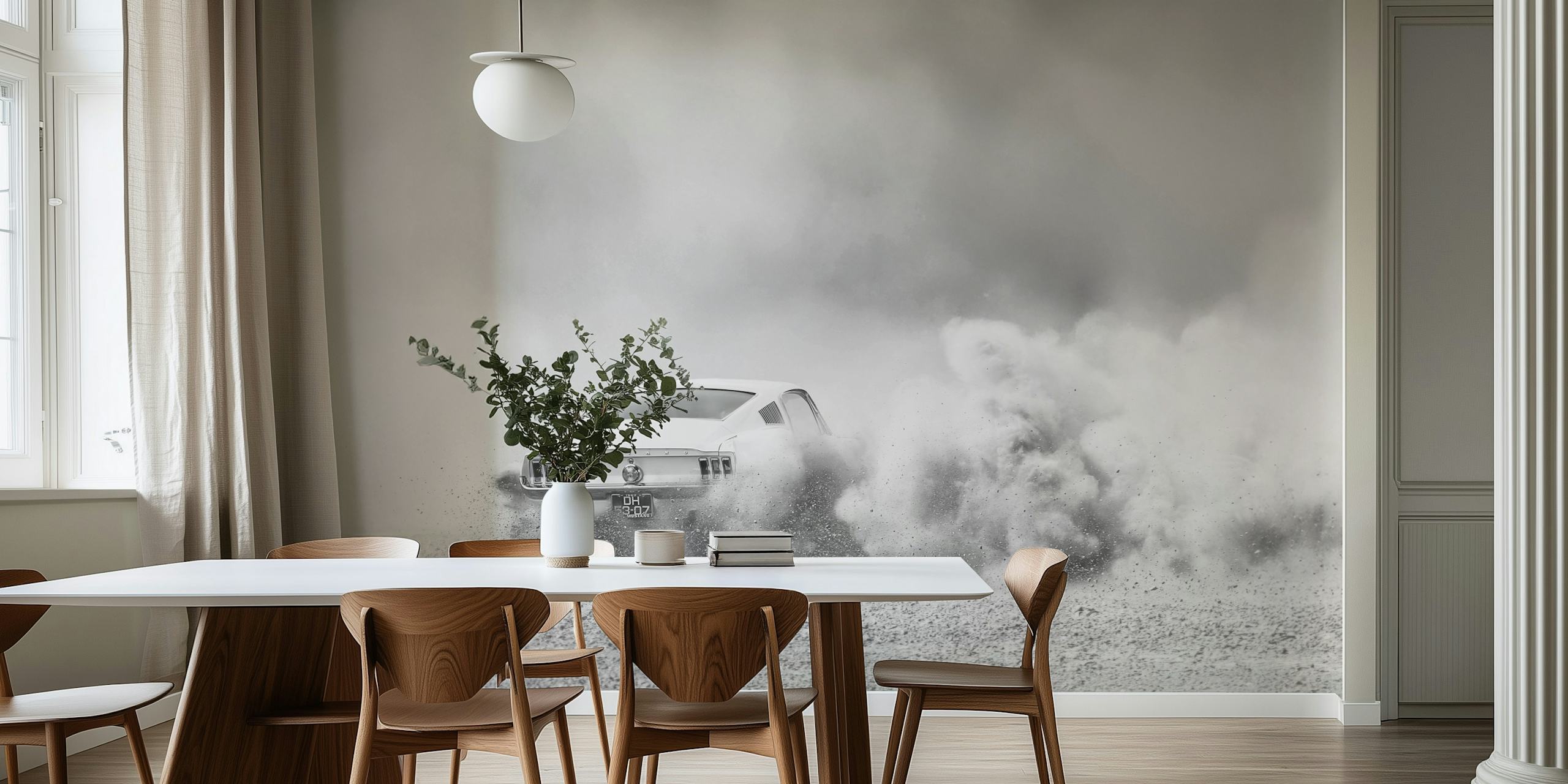 Drifting wallpaper in a modern room
