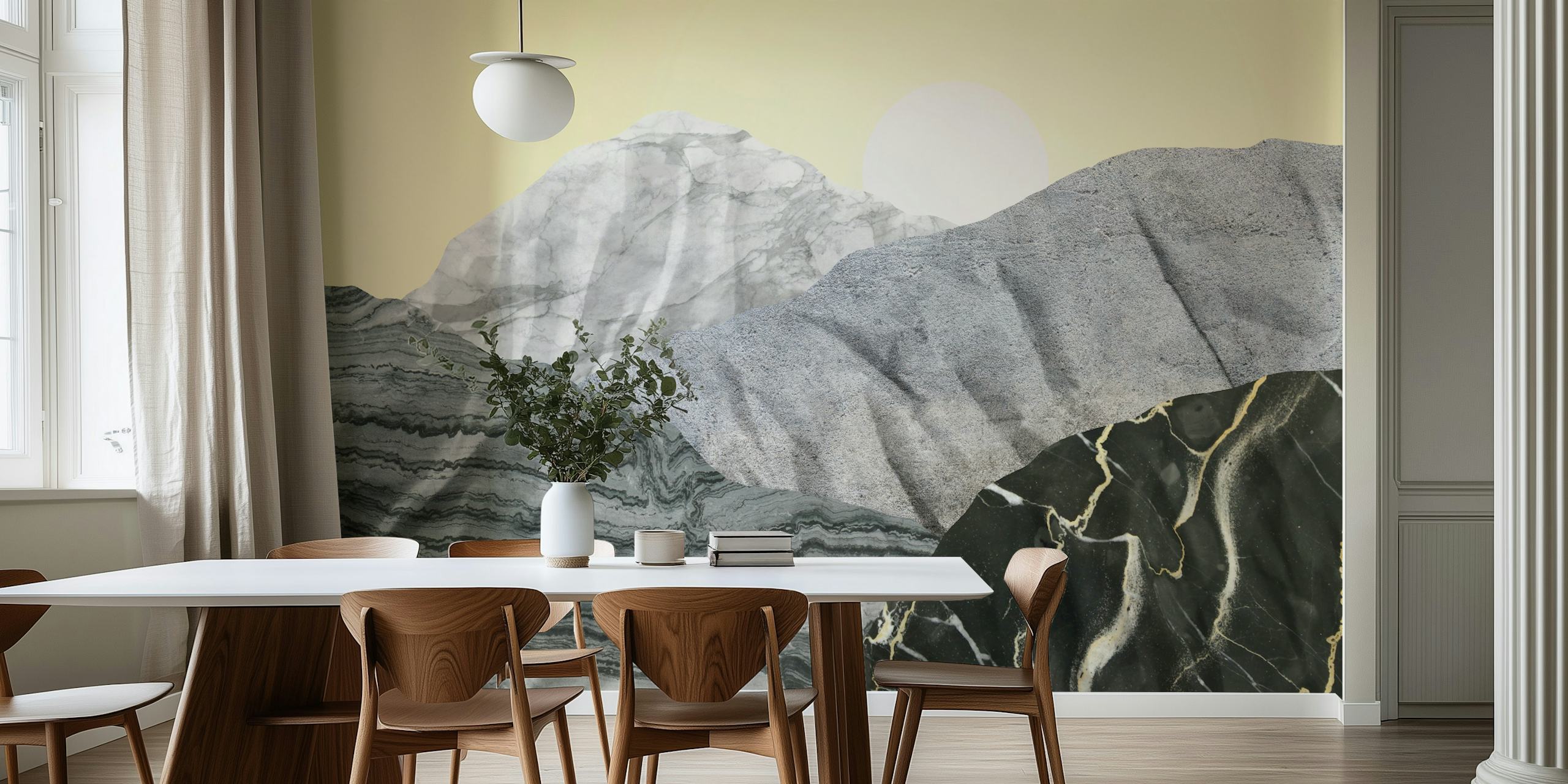 Marble Landscape III behang in een kamer