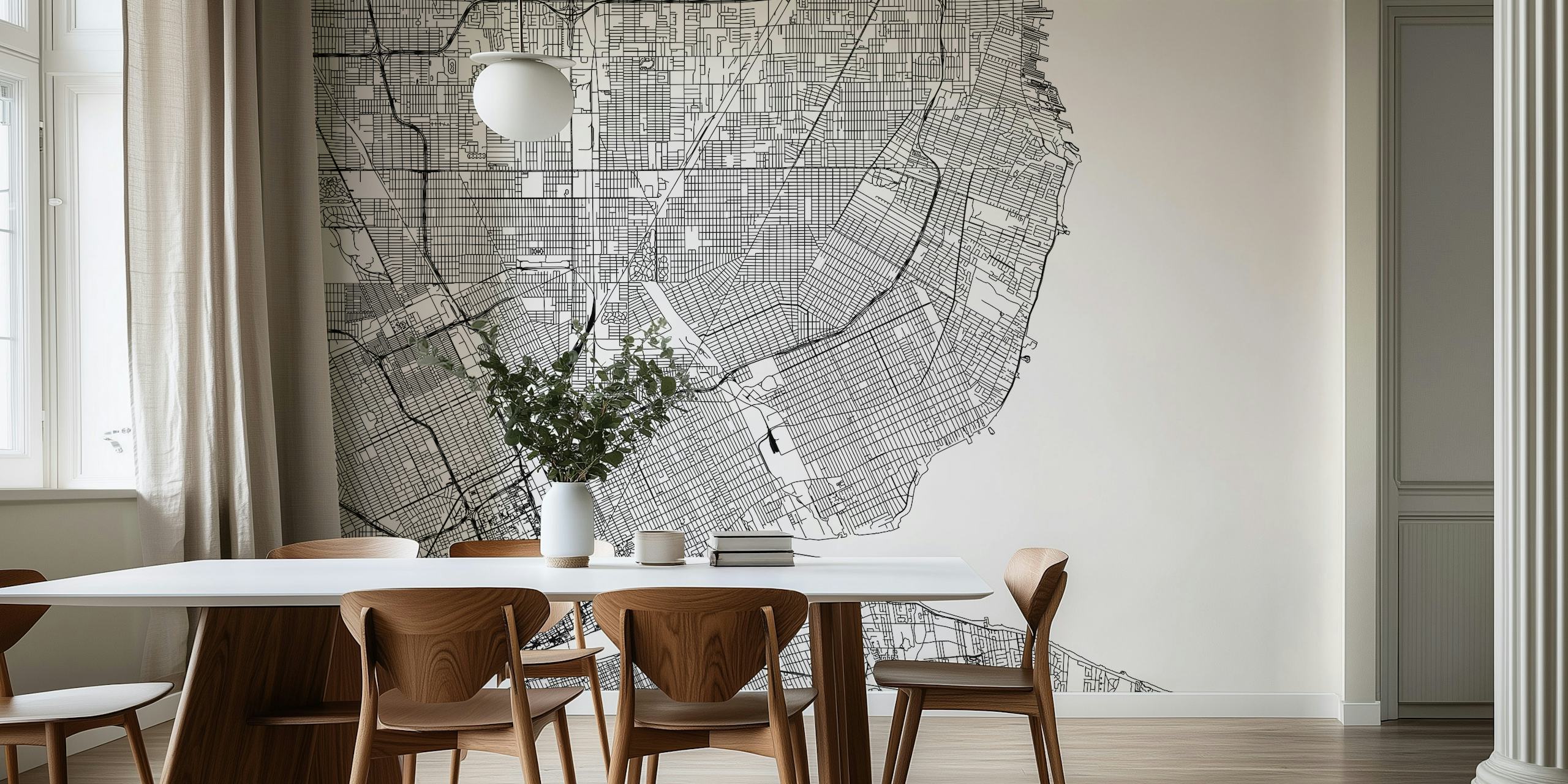 City map design in black and white wallpaper