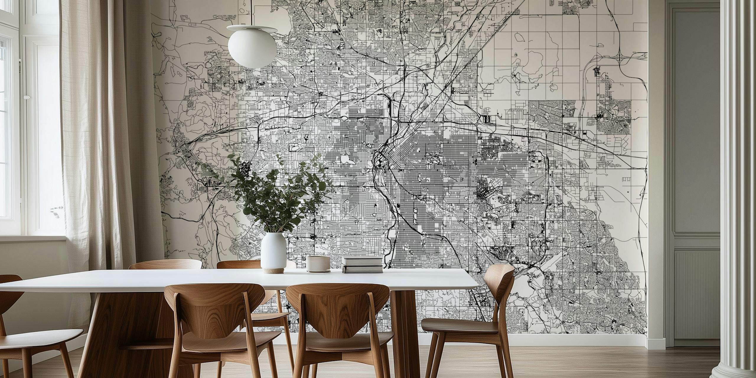 Denver Map wallpaper in a modern room