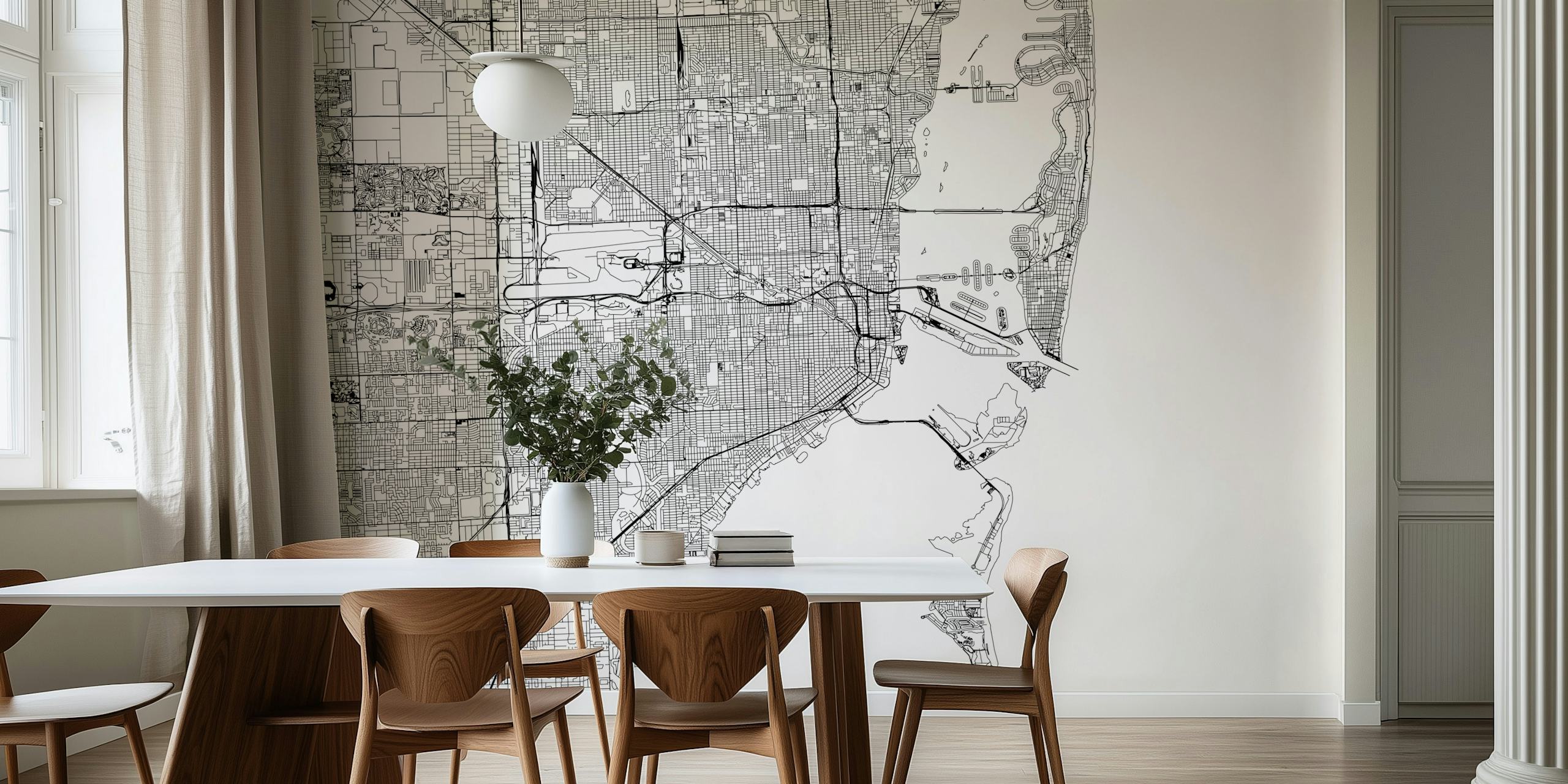 Detaljerad mural tapet av Miami Map