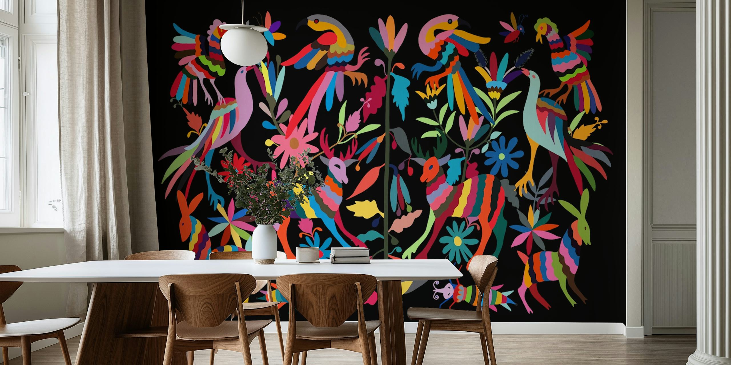 Otomi Celebration färgstark tapet i ett rum