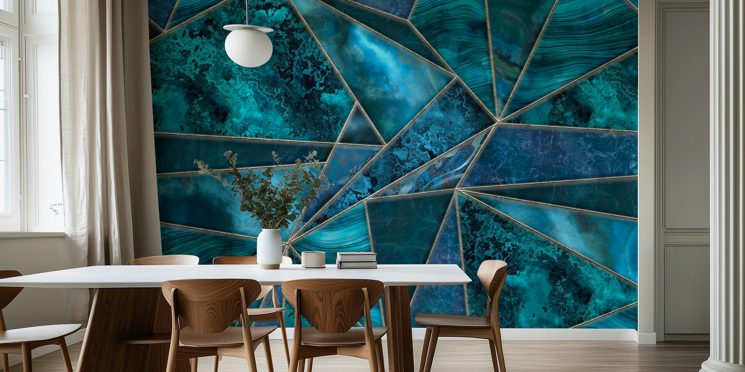 Stained Glass Gemstone Marble papel de parede em um quarto