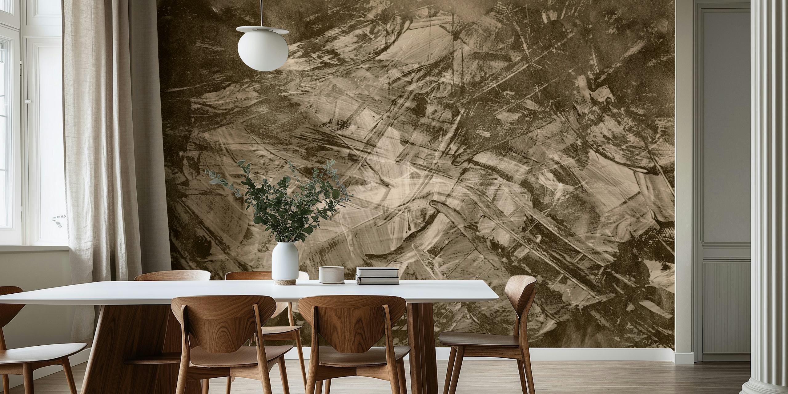Abstract brushstroke pattern in sepia tones wallpaper