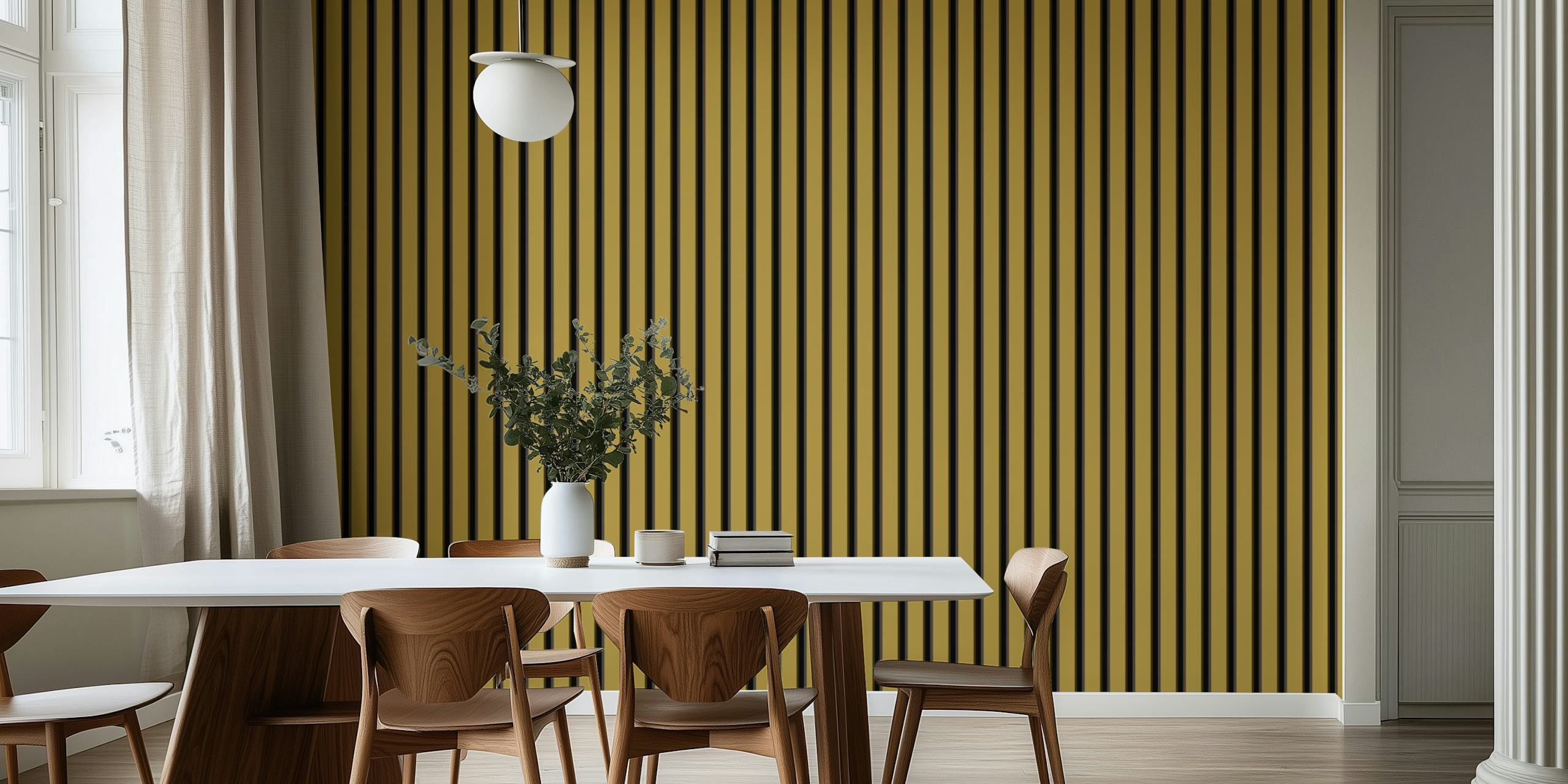 Contemporary Gold Lines wallpaper in a room