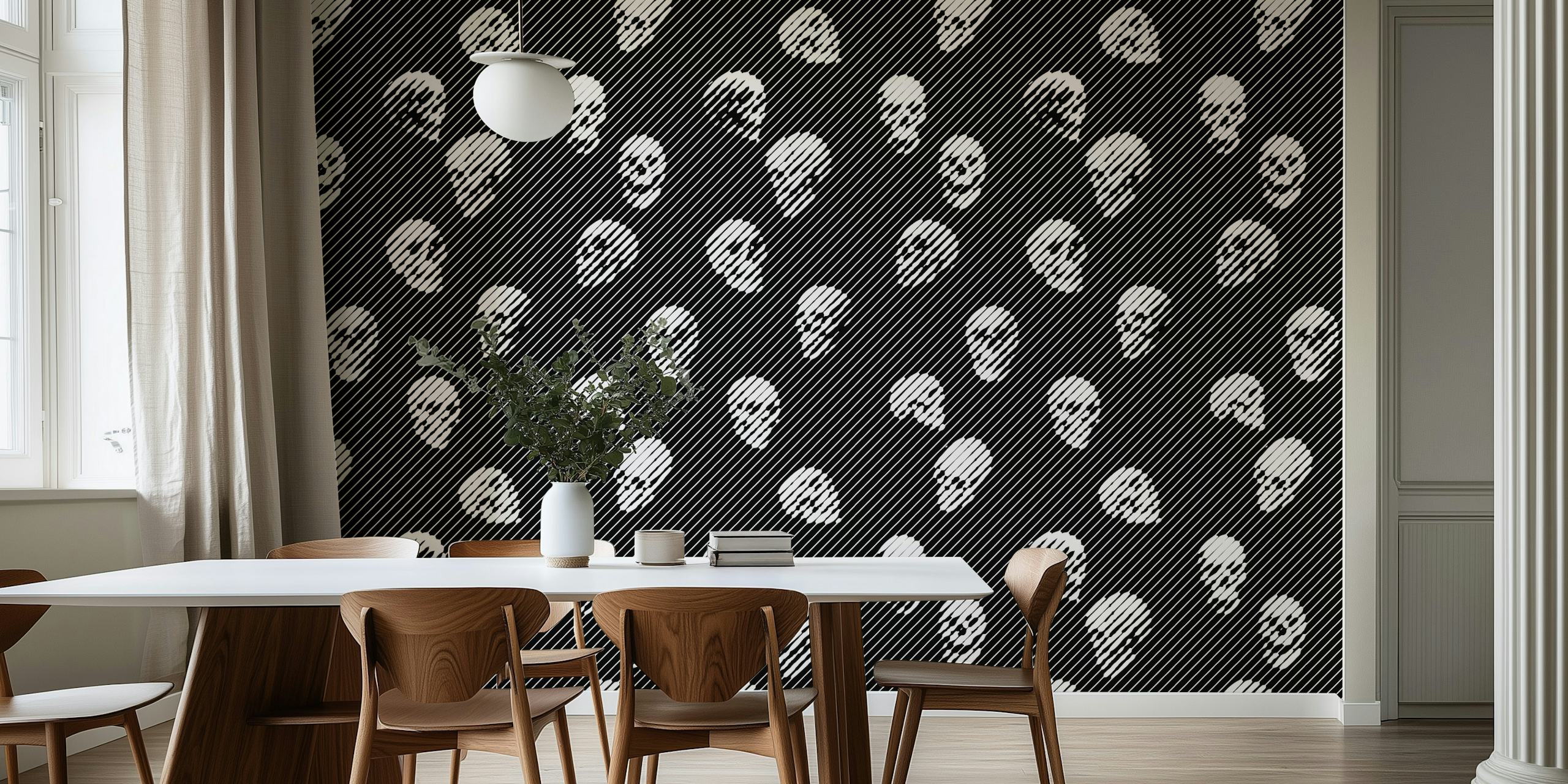Halftone Skull wallpaper in a room