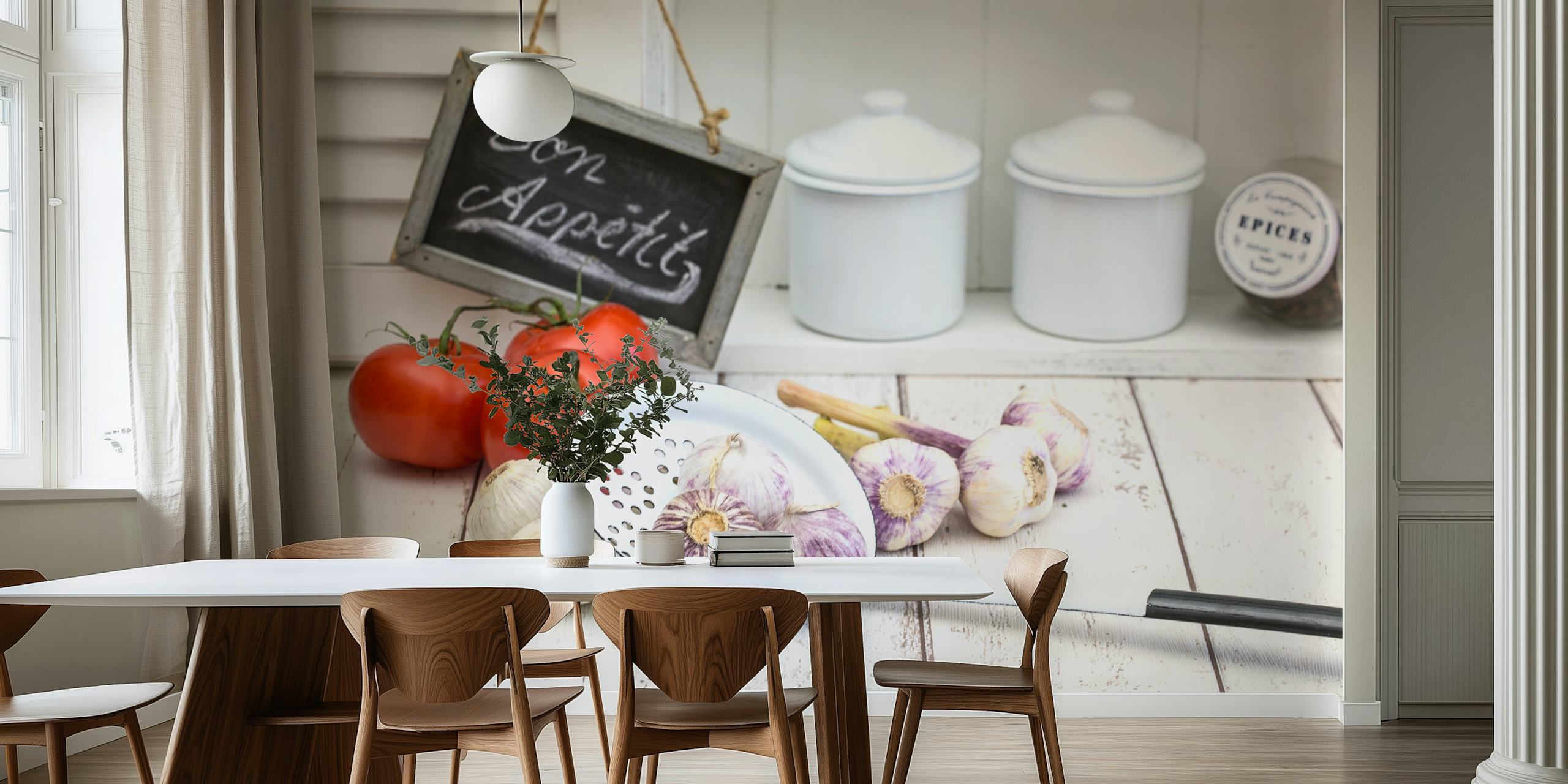 Bon Appetit Tapete in einer Küchenumgebung