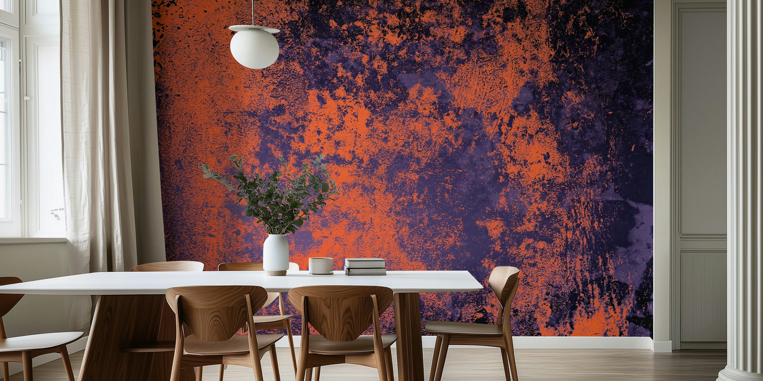 Concrete texture in orange and purple wallpaper