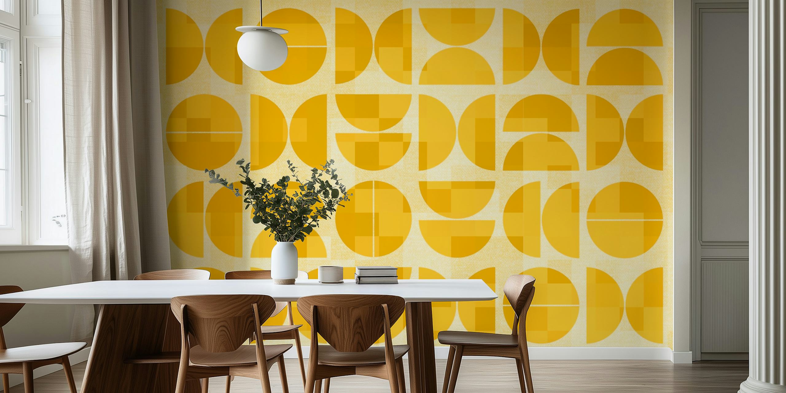 Tapeta Yellow Art Deco Bauhaus v místnosti