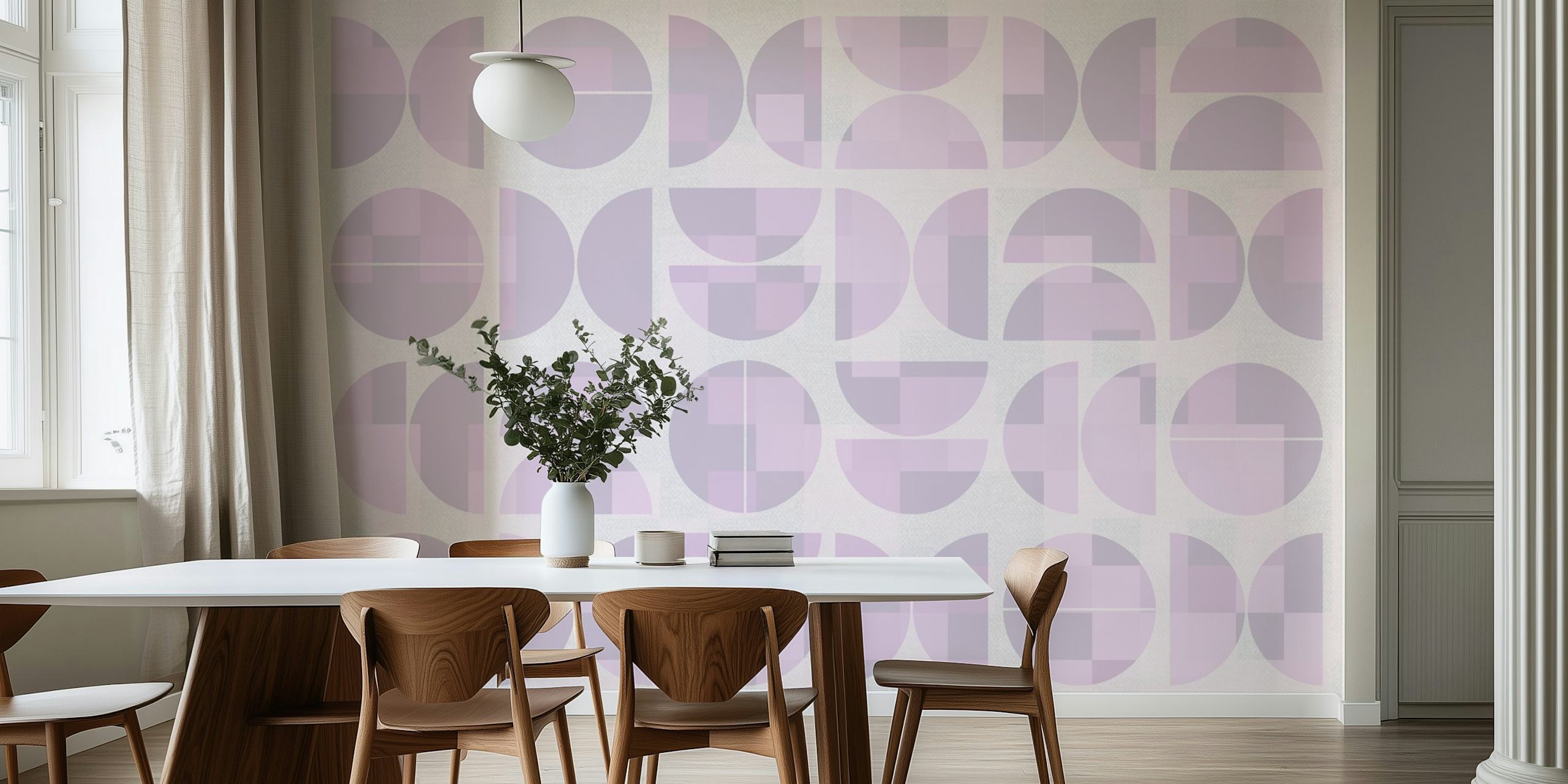 Návrh tapety Soft Pink Bauhaus v pokoji
