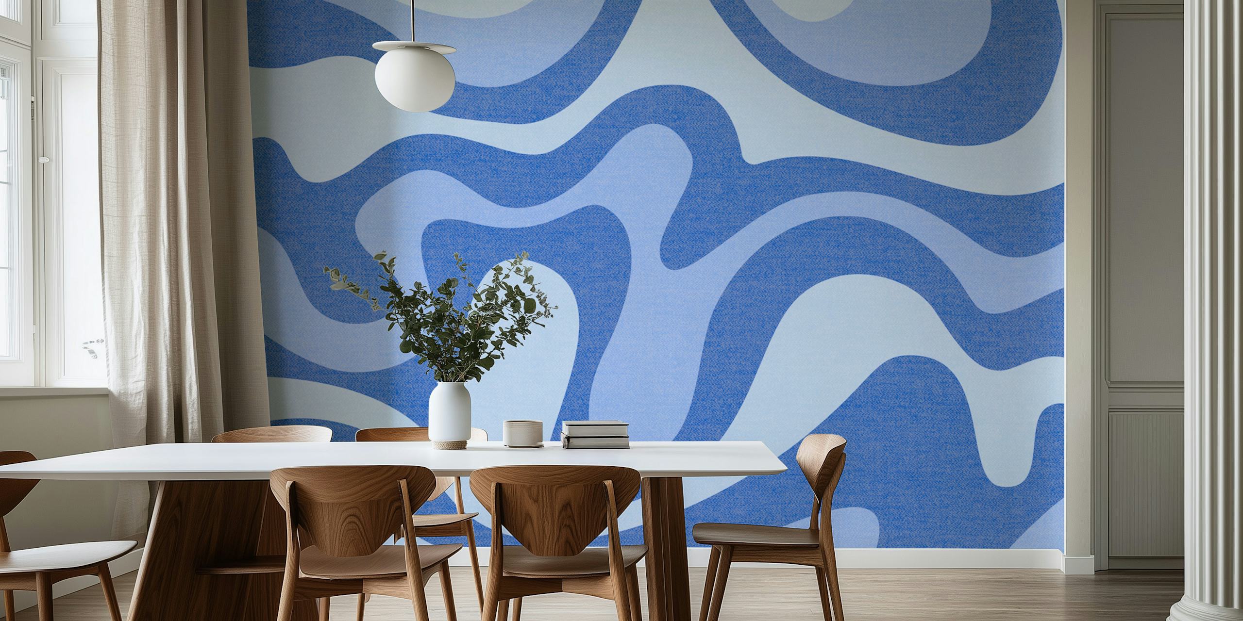 Groovy Blue Waves tapet i et rom
