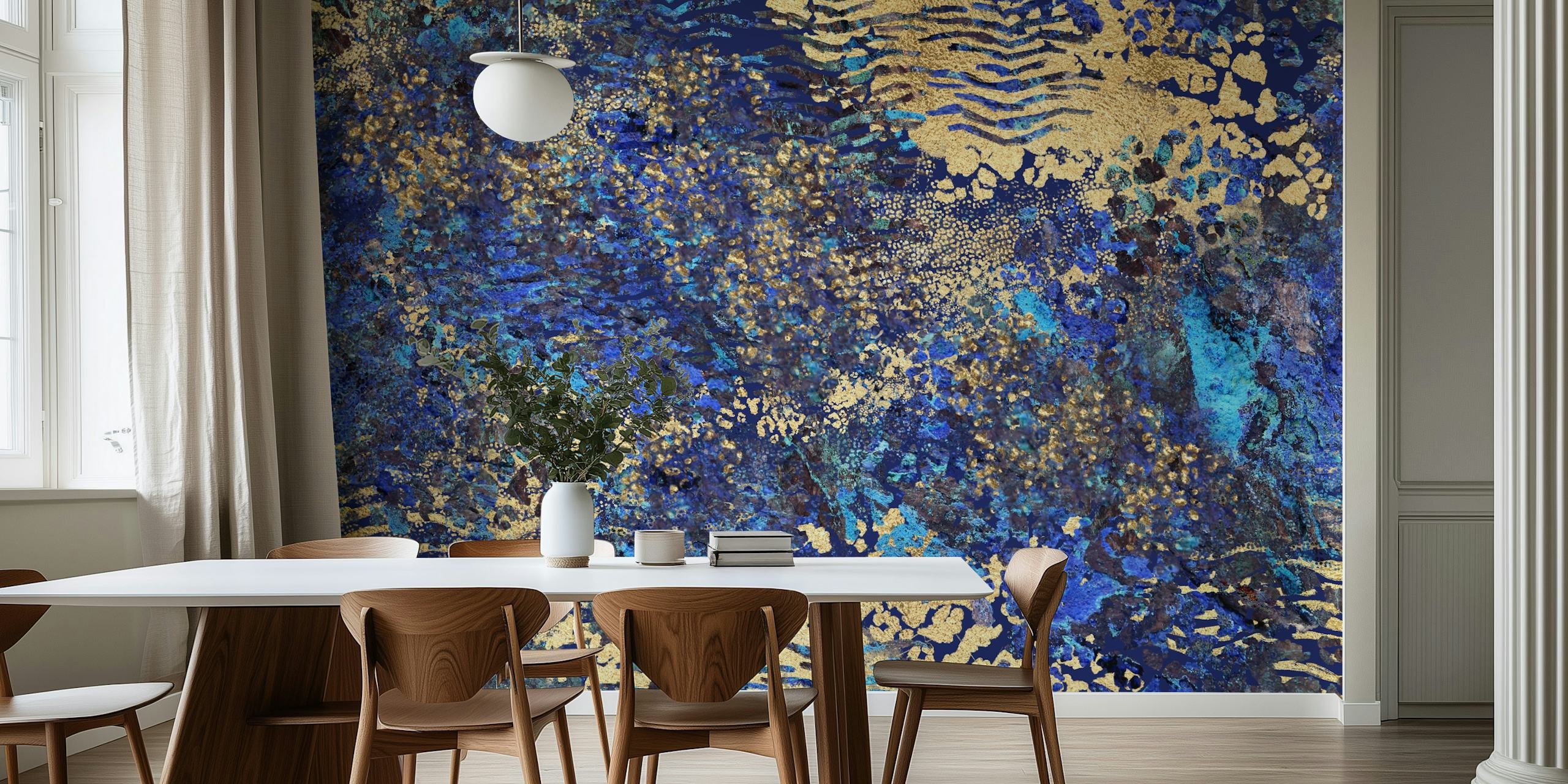Luxuriös Blue und Gold Tierdruckdesign