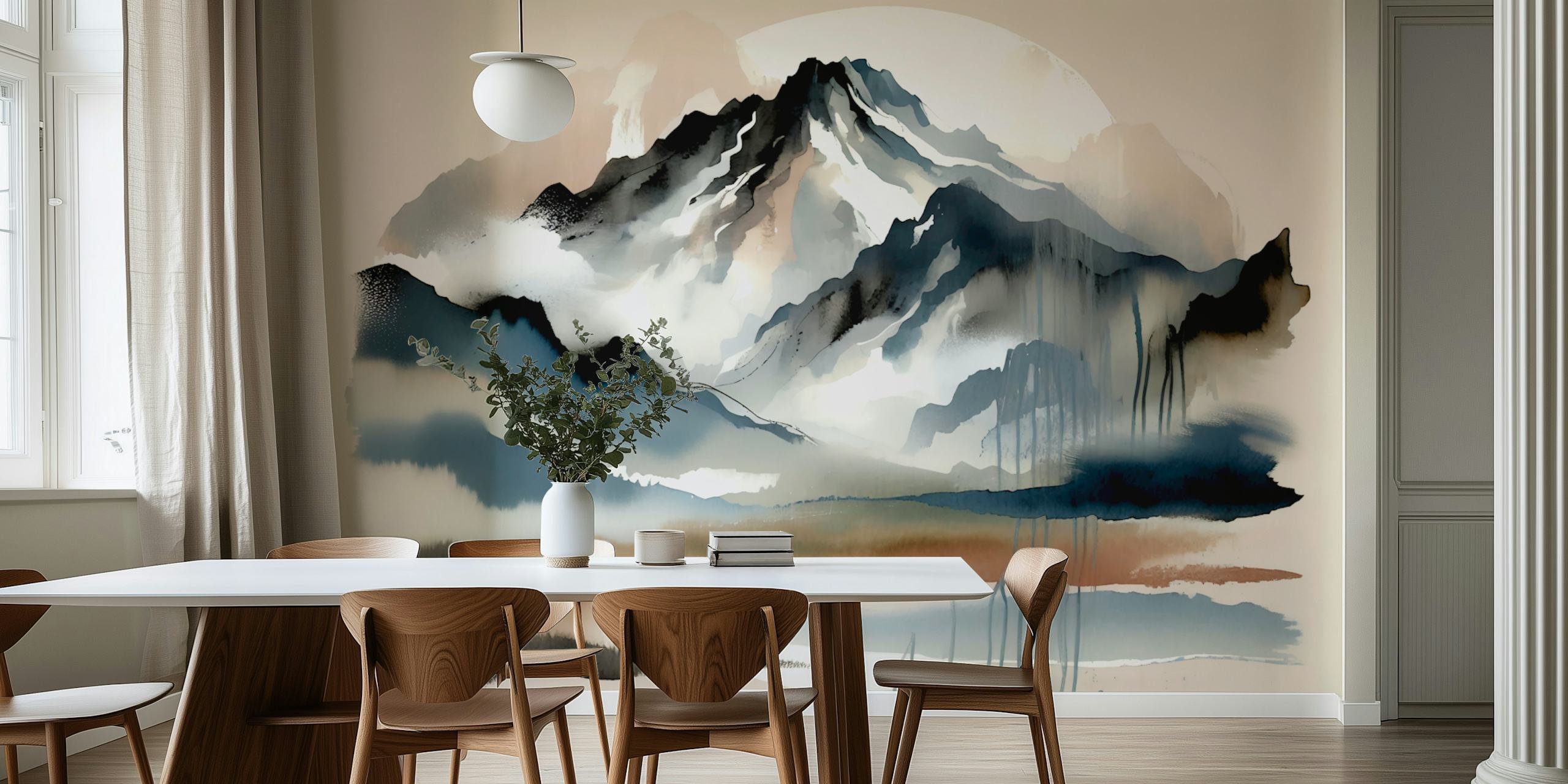 Zen Mountain Reflection tapet i ett rum