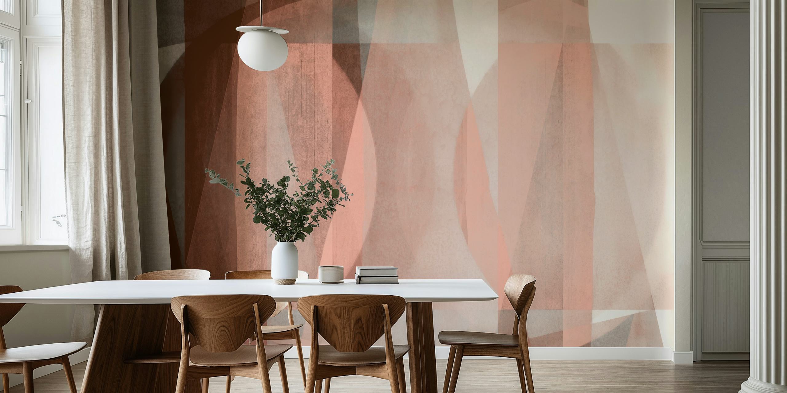 Geometric shapes in warm beige and brown tones wallpaper