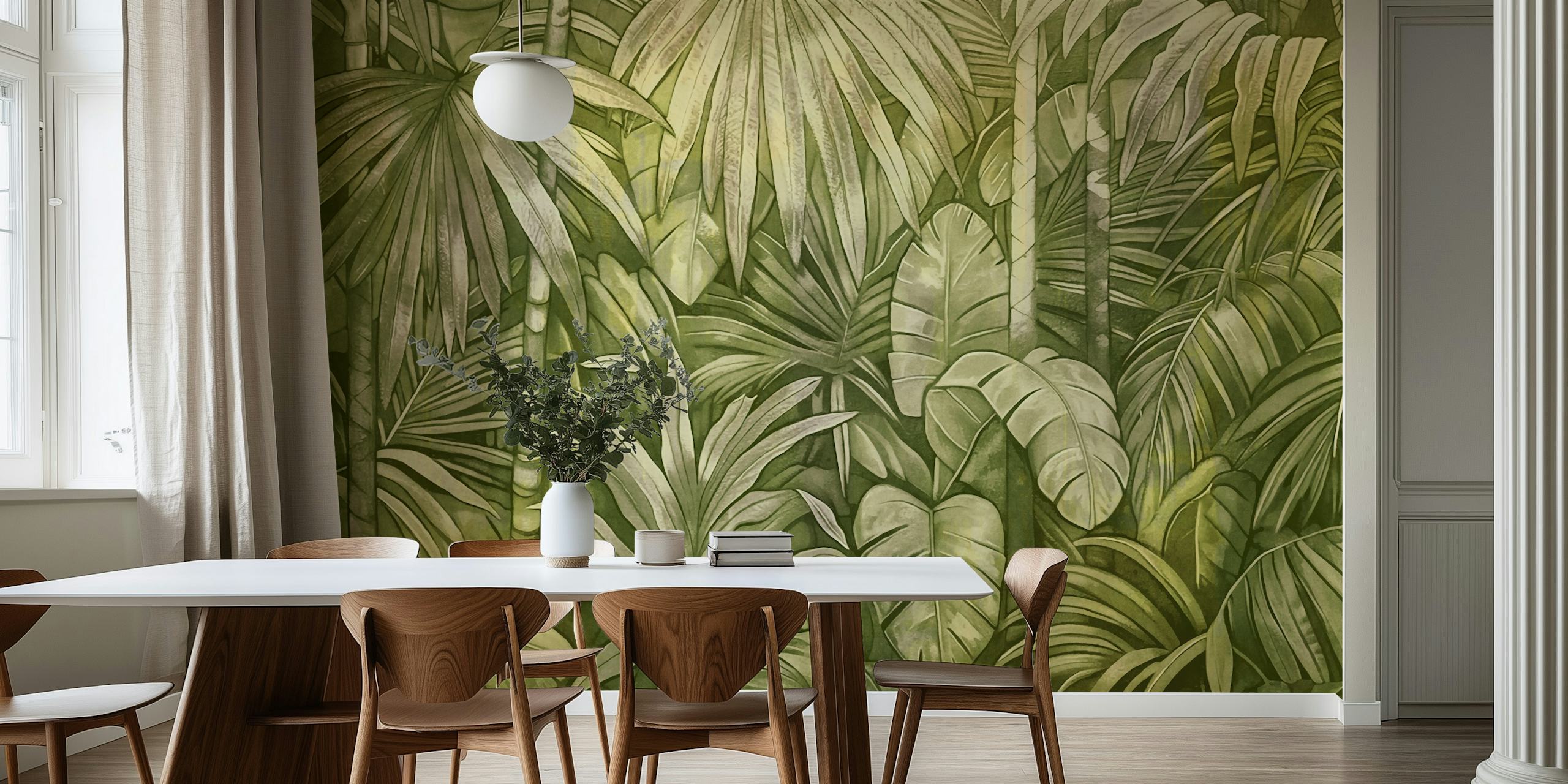 Tapeta Mystic Green Jungle Tropical Escape w pomieszczeniu