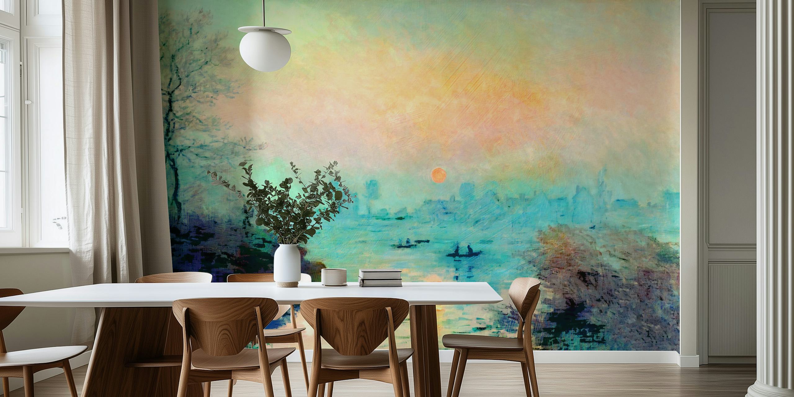 Papel de parede Pastel Lake Dreams em um quarto