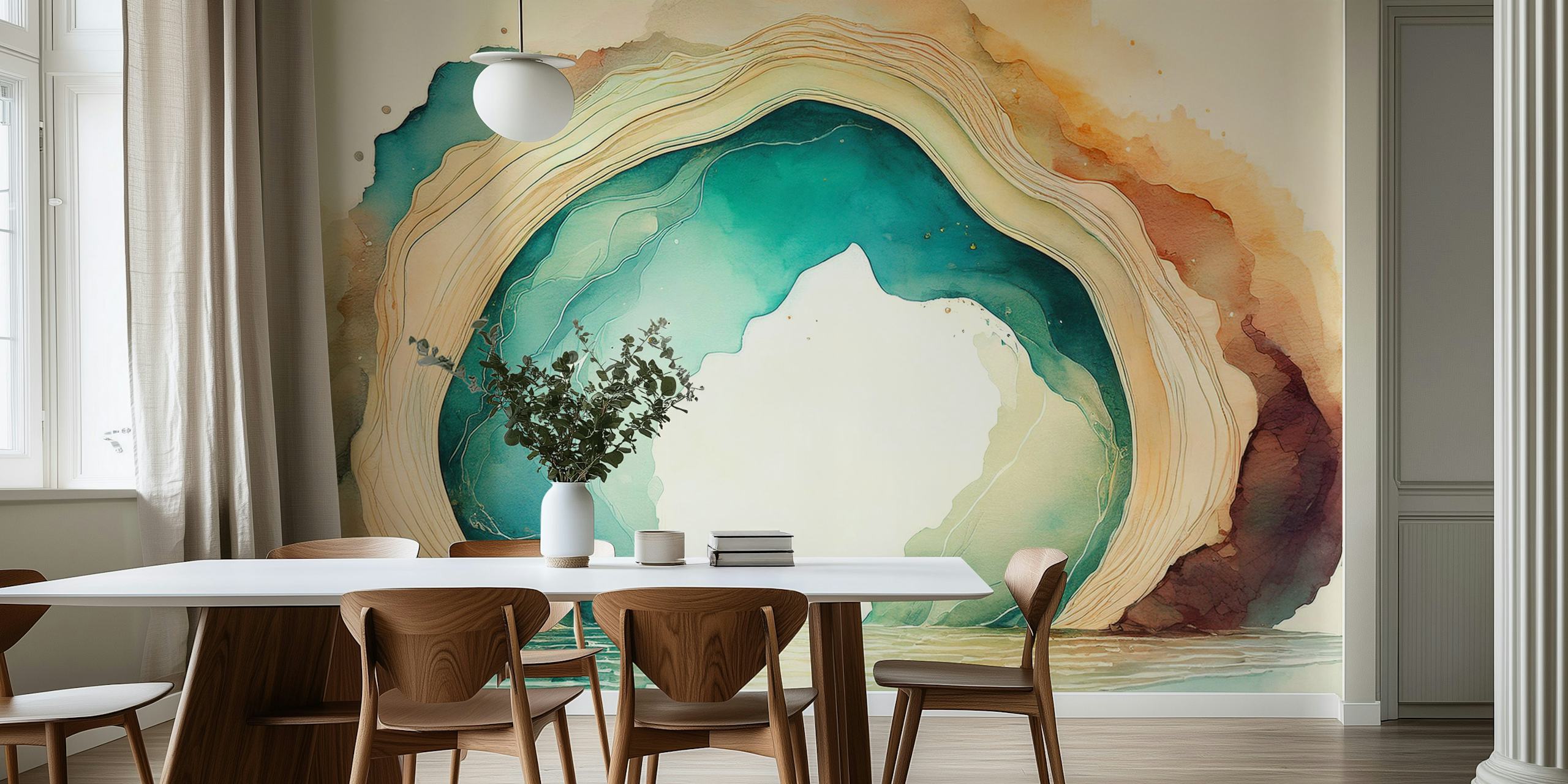 Teal Dream Cave wallpaper in a room