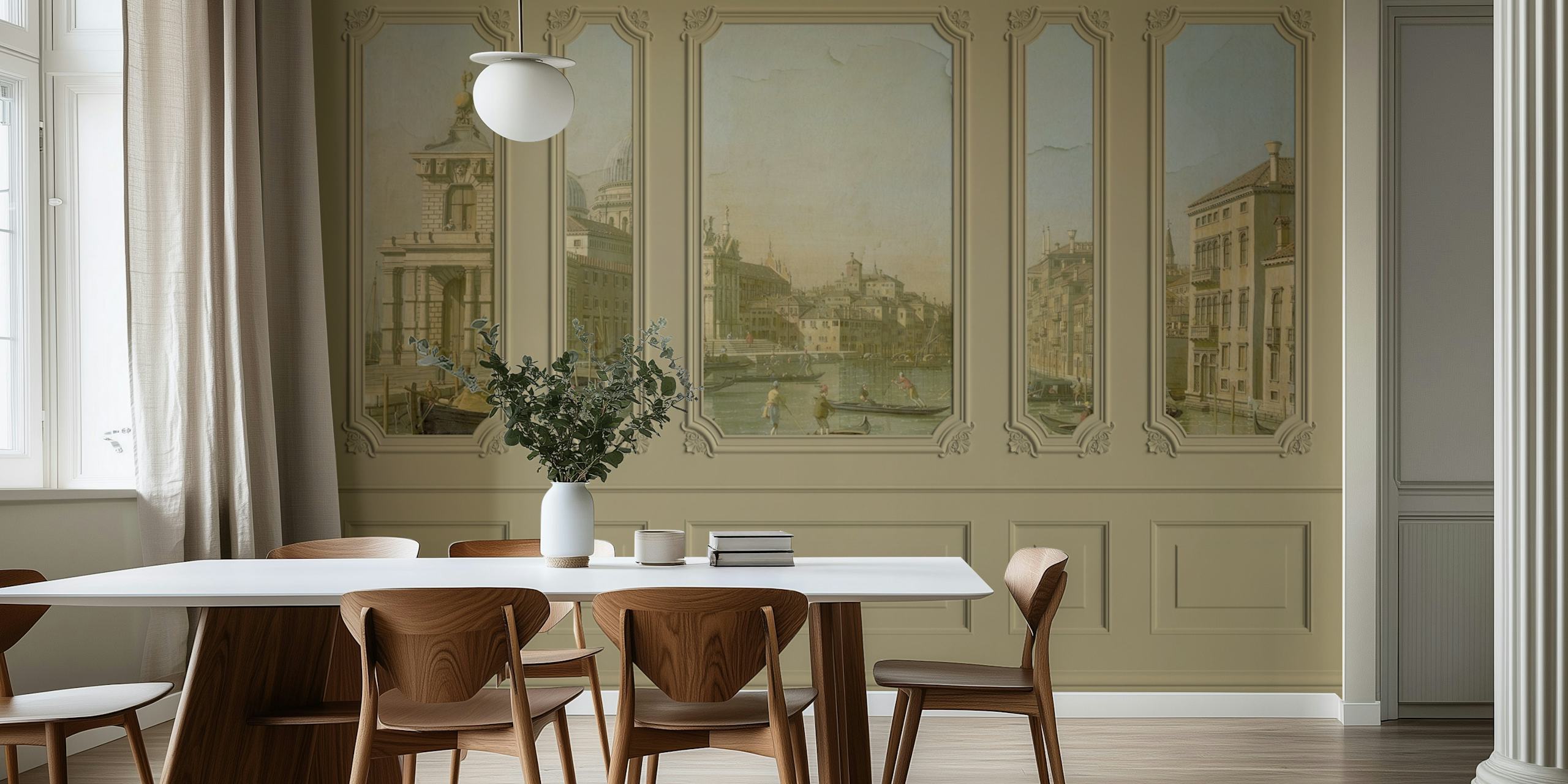 Venetian Grandeur Scene Beige tapet i et rum